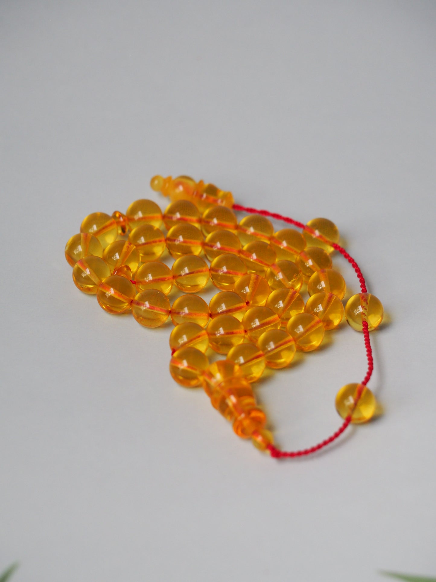 Micro Pocket Size Natural Citron Amber Rosary 33 Beads