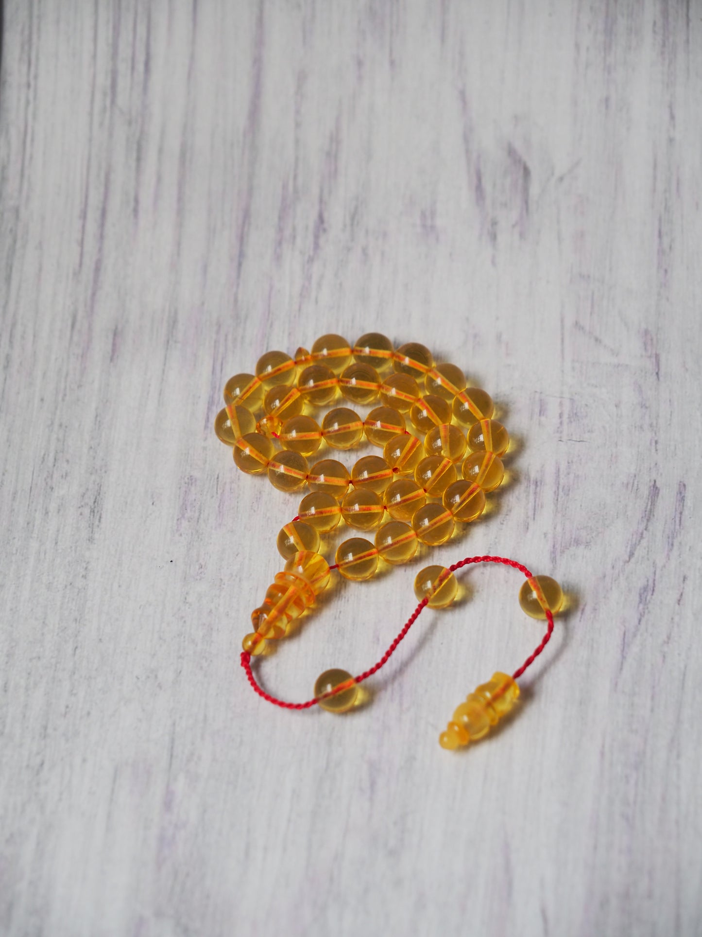 Micro Pocket Size Natural Citron Amber Rosary 33 Beads