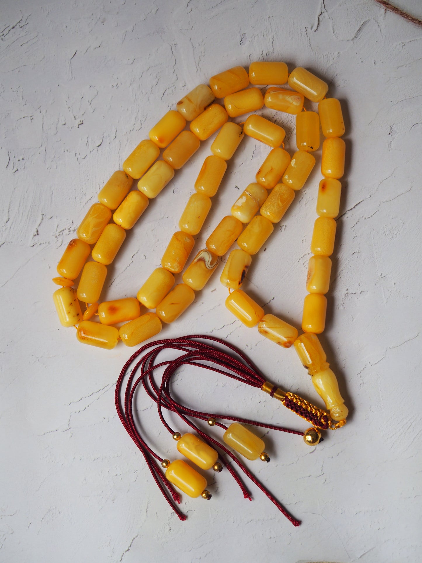 Natural Raw Marble Barrel Shape Amber Misbah  45 Beads + 3 Spare