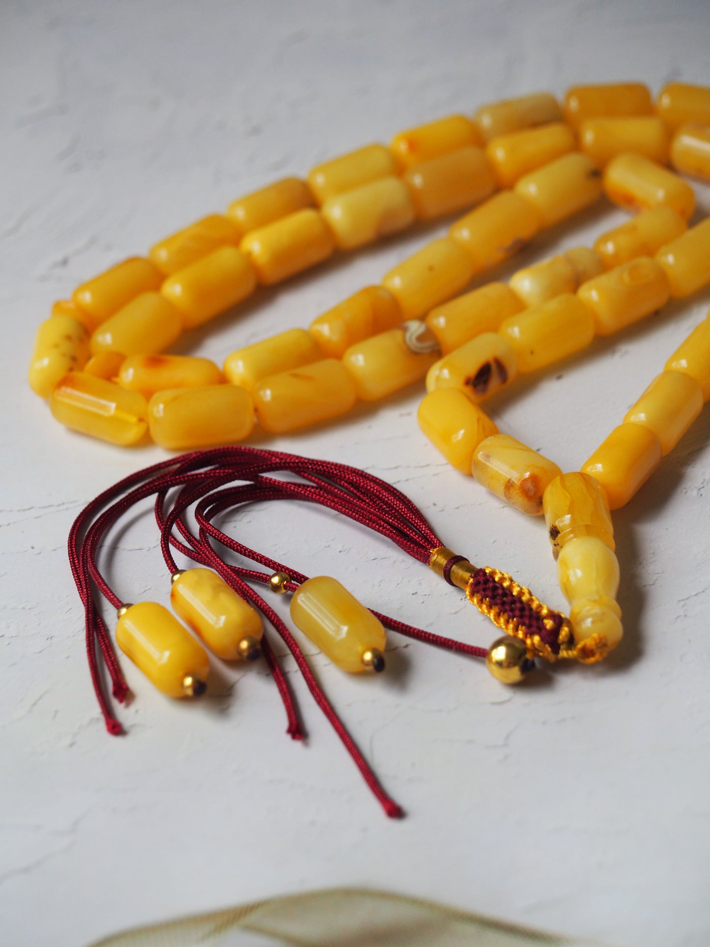 Natural Raw Marble Barrel Shape Amber Misbah  45 Beads + 3 Spare