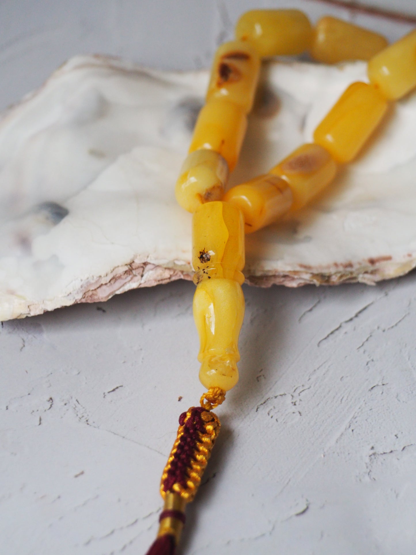 Natural Raw Marble Barrel Shape Amber Misbah  45 Beads + 3 Spare