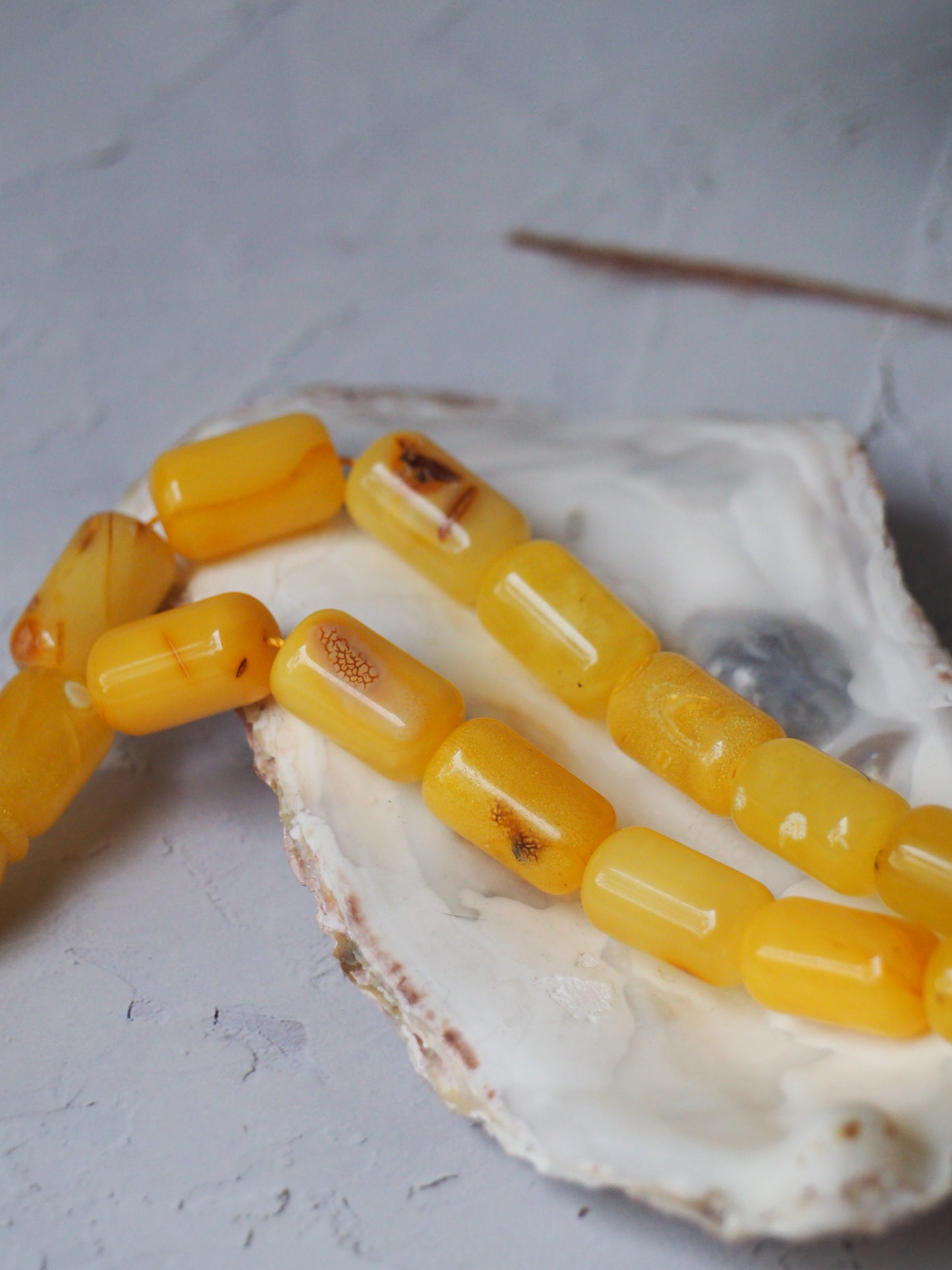 Natural Raw Marble Barrel Shape Amber Misbah  45 Beads + 3 Spare