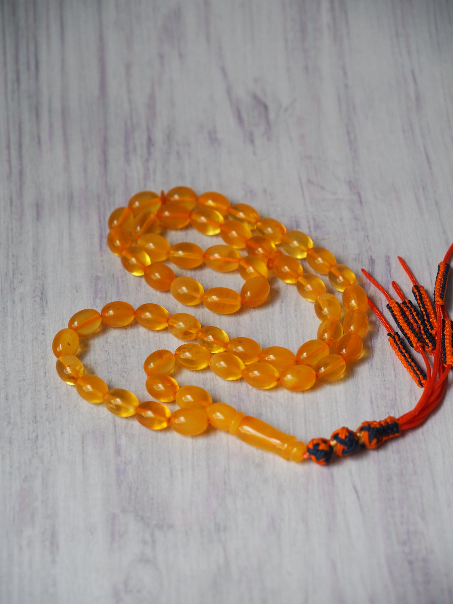 Natural Pocket Size Cloudy Honey Olive Shape Amber Rosary 53 Beads