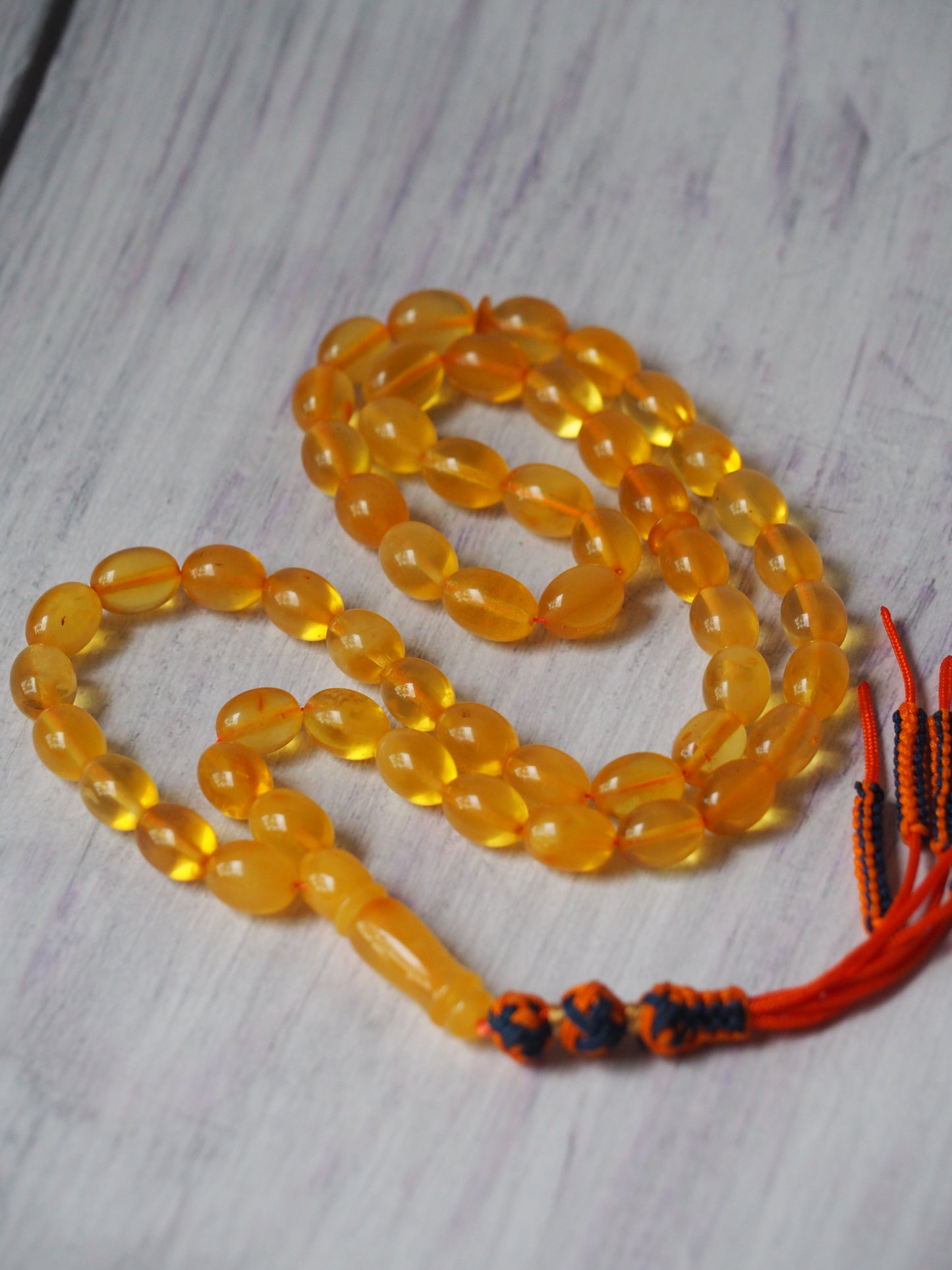 Natural Pocket Size Cloudy Honey Olive Shape Amber Rosary 53 Beads