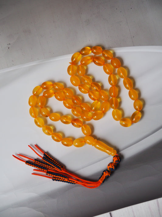 Natural Pocket Size Cloudy Honey Olive Shape Amber Rosary 53 Beads