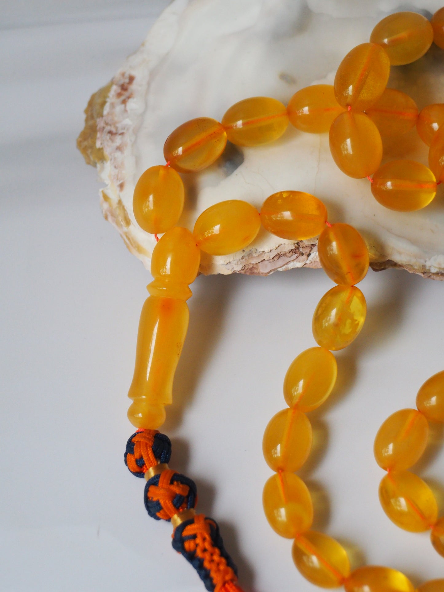 Natural Pocket Size Cloudy Honey Olive Shape Amber Rosary 53 Beads