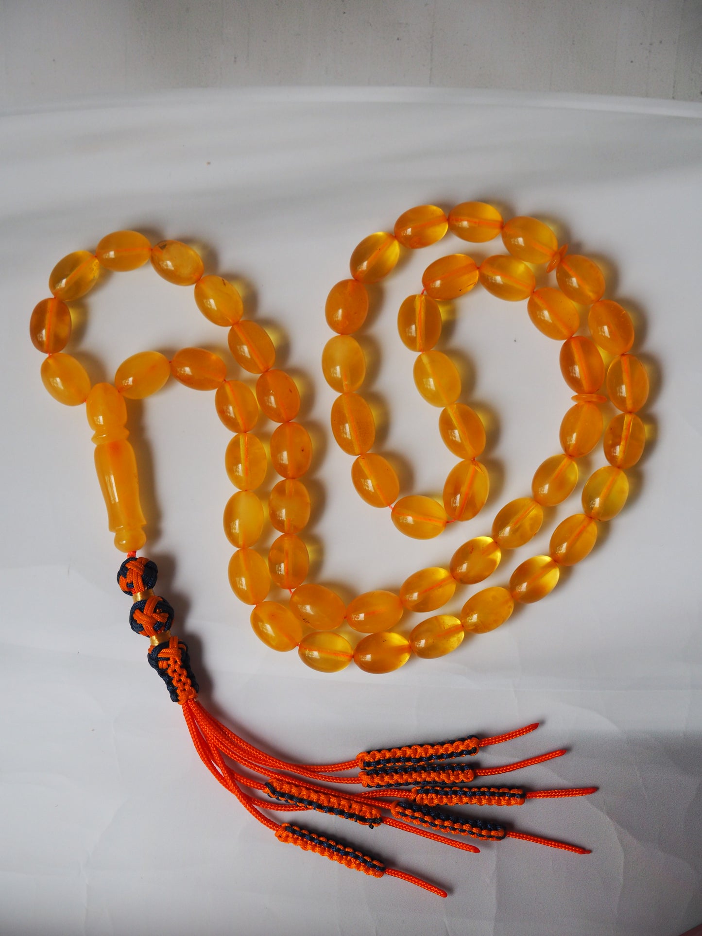Natural Pocket Size Cloudy Honey Olive Shape Amber Rosary 53 Beads