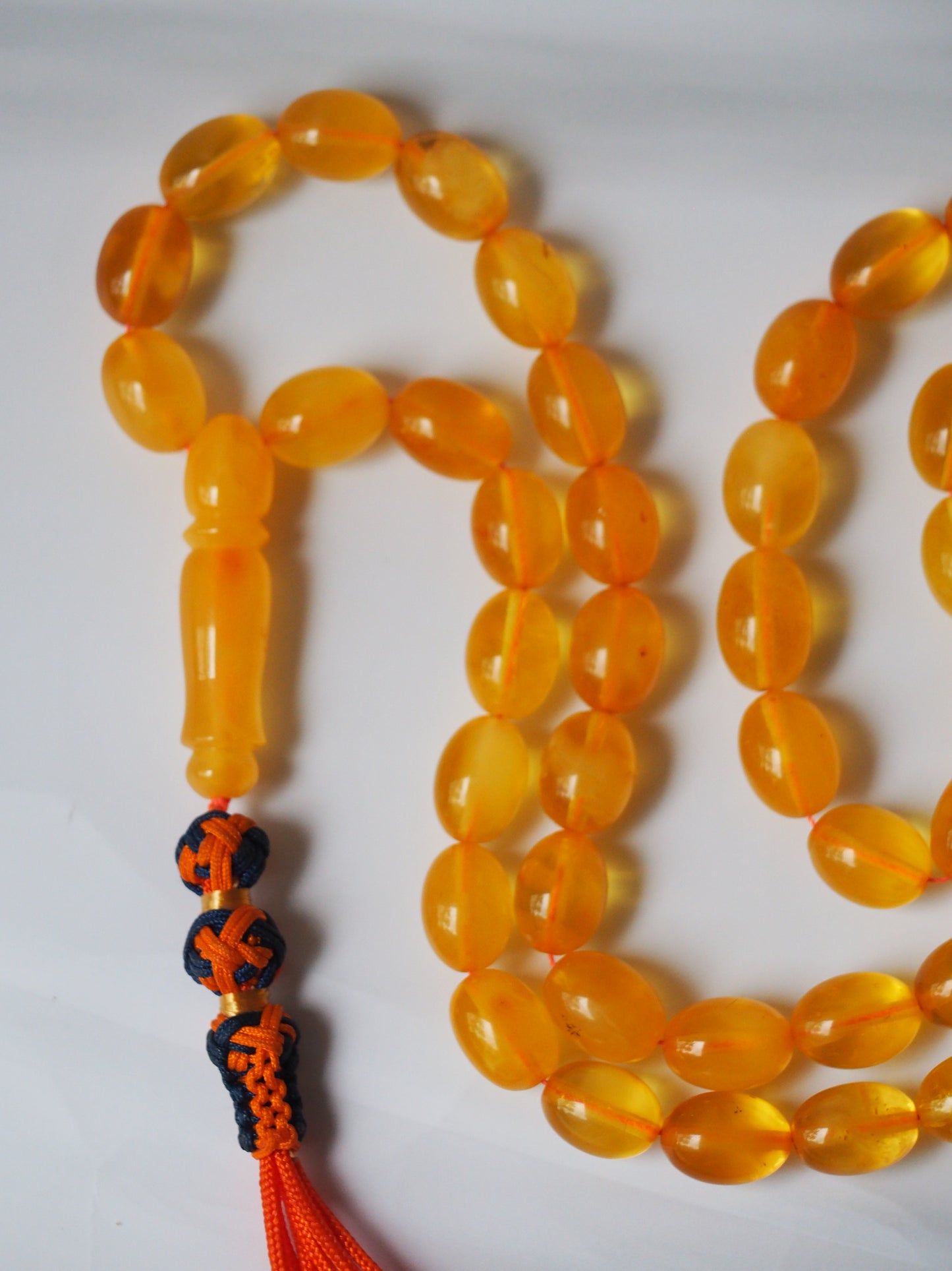 Natural Pocket Size Cloudy Honey Olive Shape Amber Rosary 53 Beads