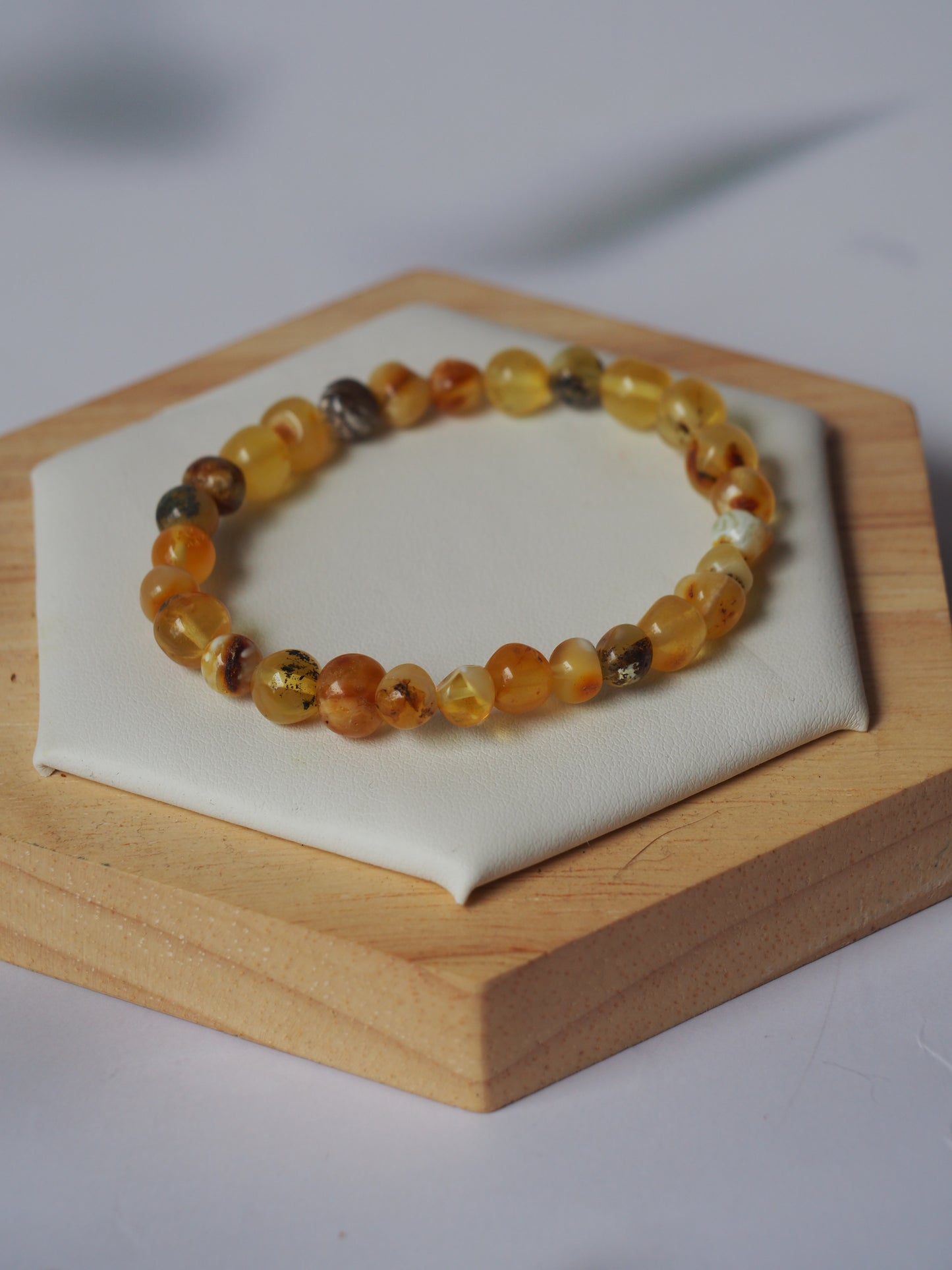 Natural Irregular Multicolor Amber Beaded Bracelet