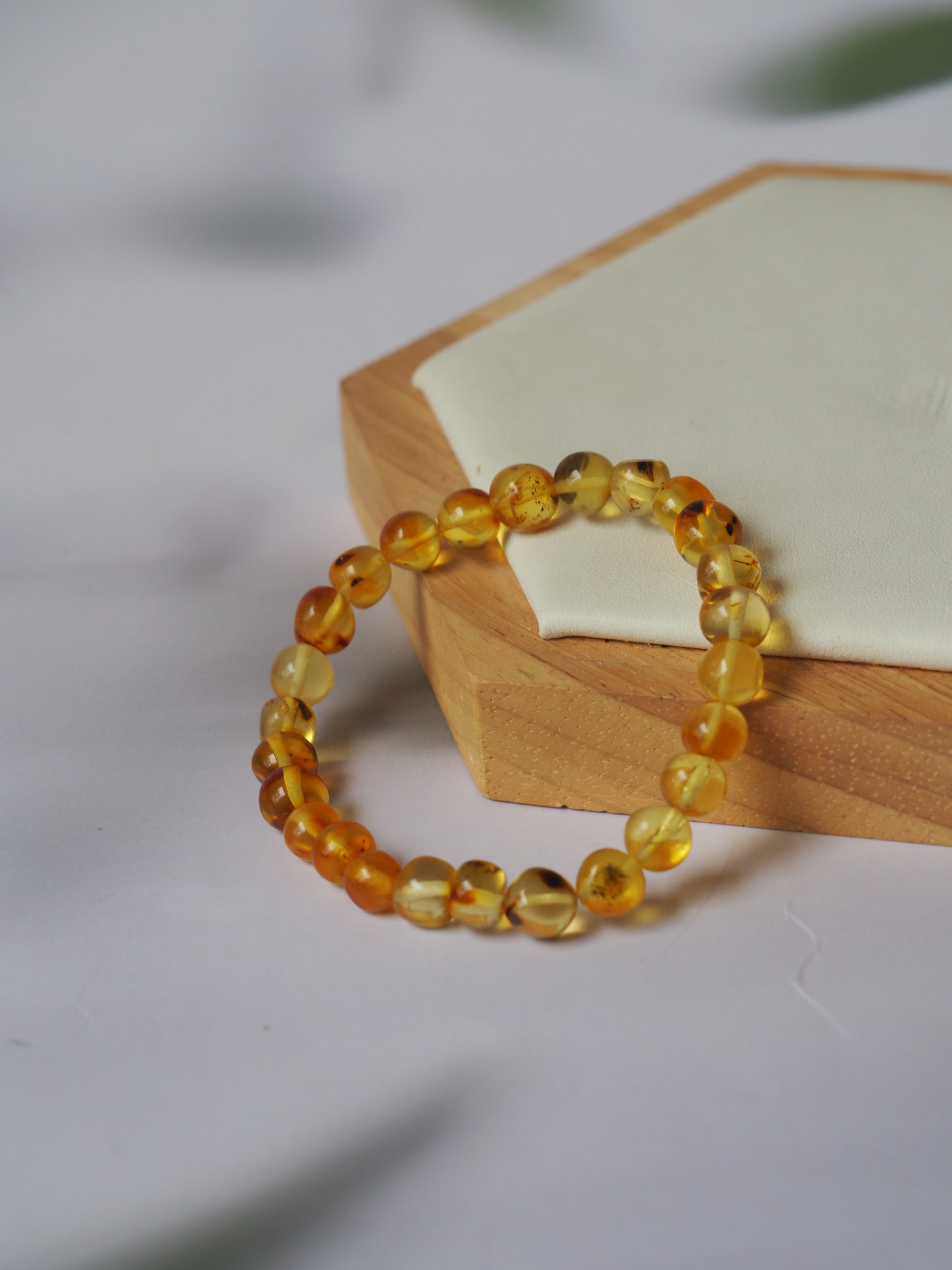 Natural Irregular Citron Amber Beaded Bracelet