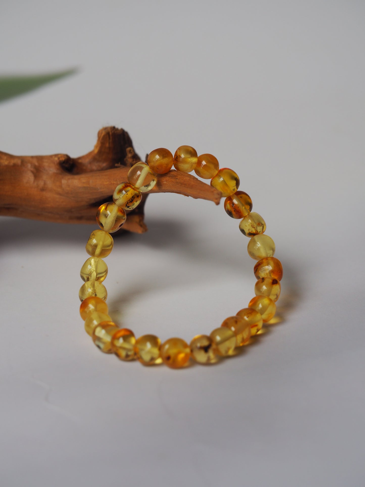 Natural Irregular Citron Amber Beaded Bracelet