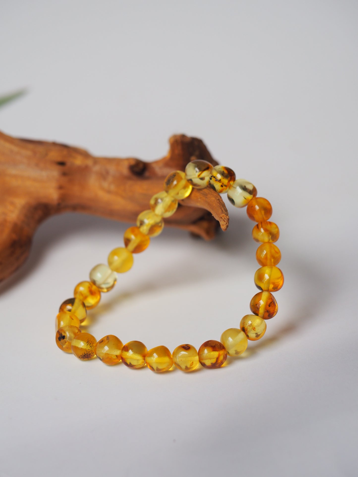 Natural Irregular Citron Amber Beaded Bracelet