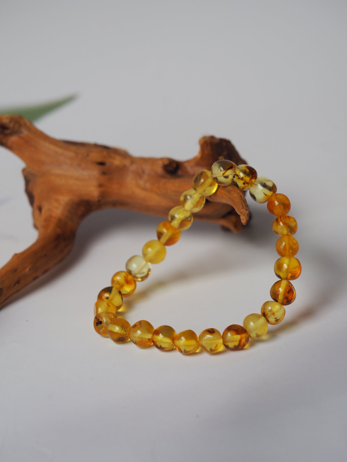 Natural Irregular Citron Amber Beaded Bracelet