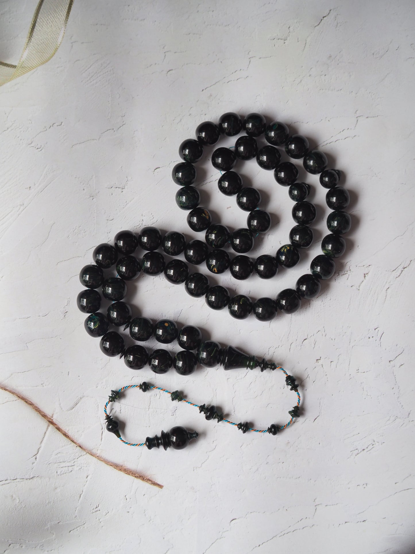 Dark Blue Moon Bakelite Rosary 55 Donut Beads