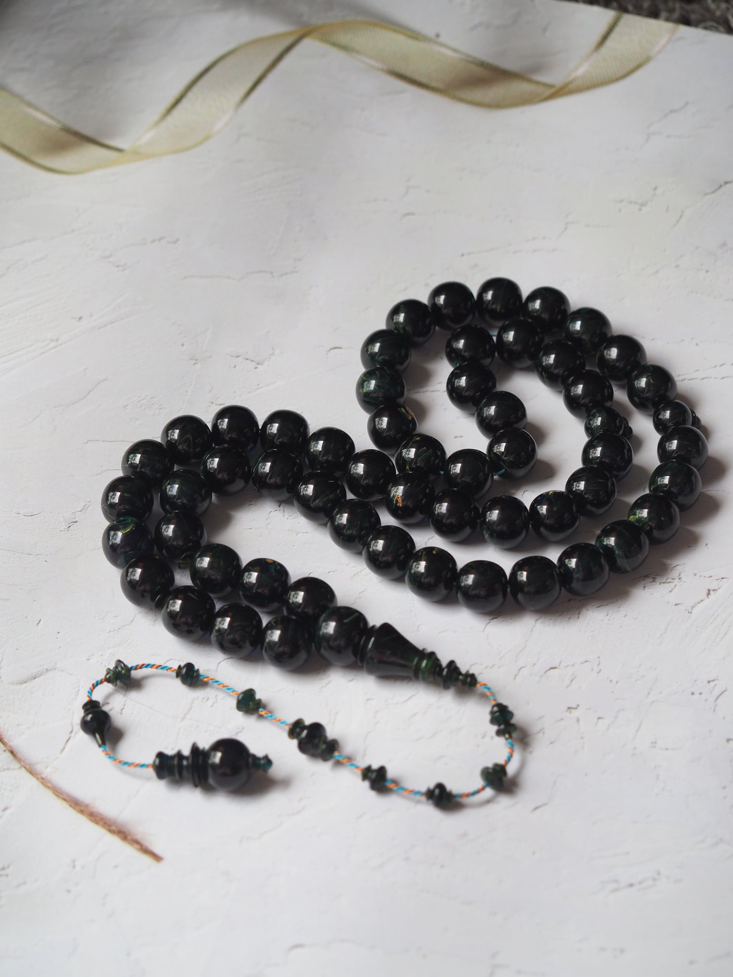 Dark Blue Moon Bakelite Rosary 55 Donut Beads