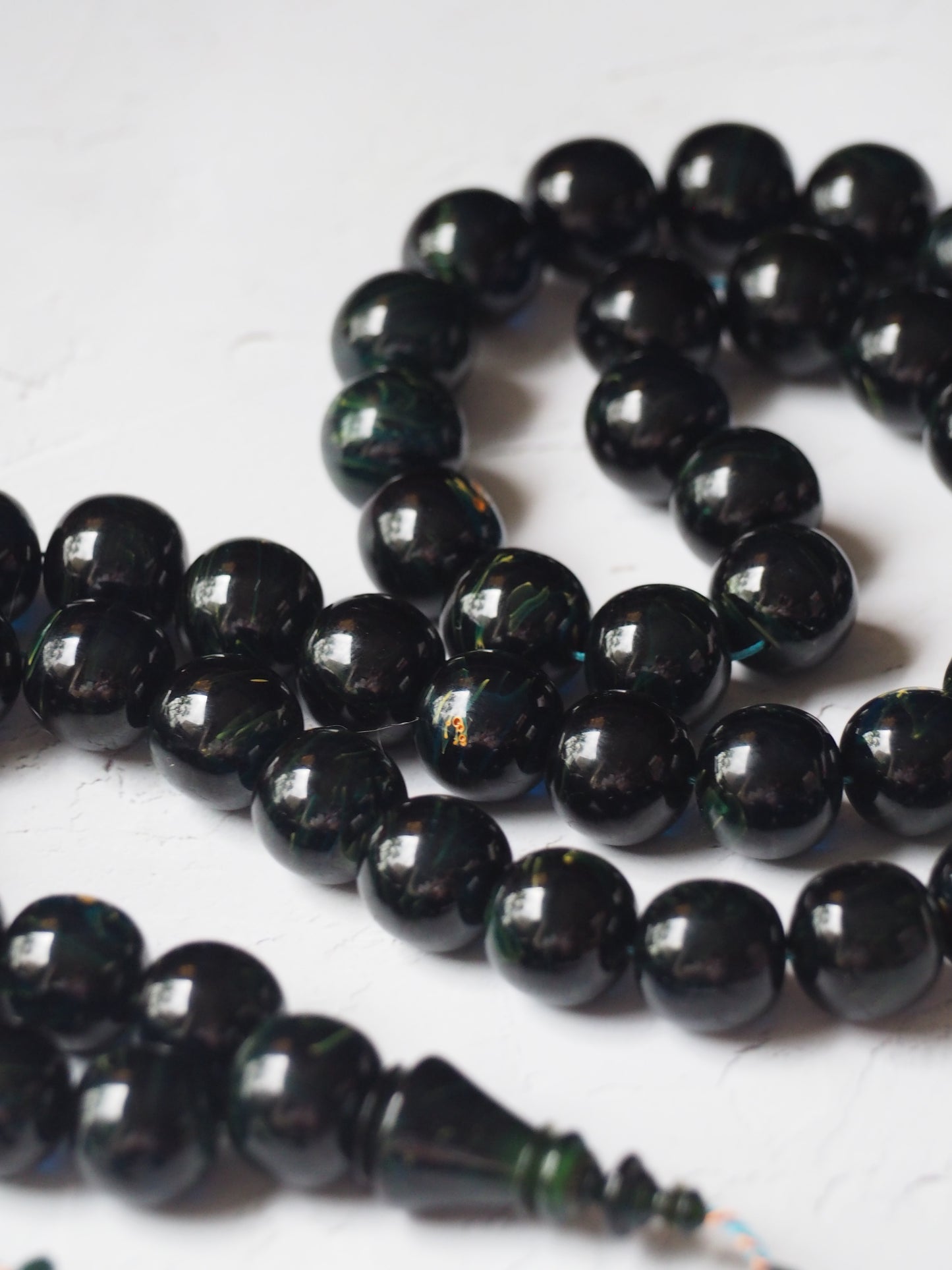 Dark Blue Moon Bakelite Rosary 55 Donut Beads