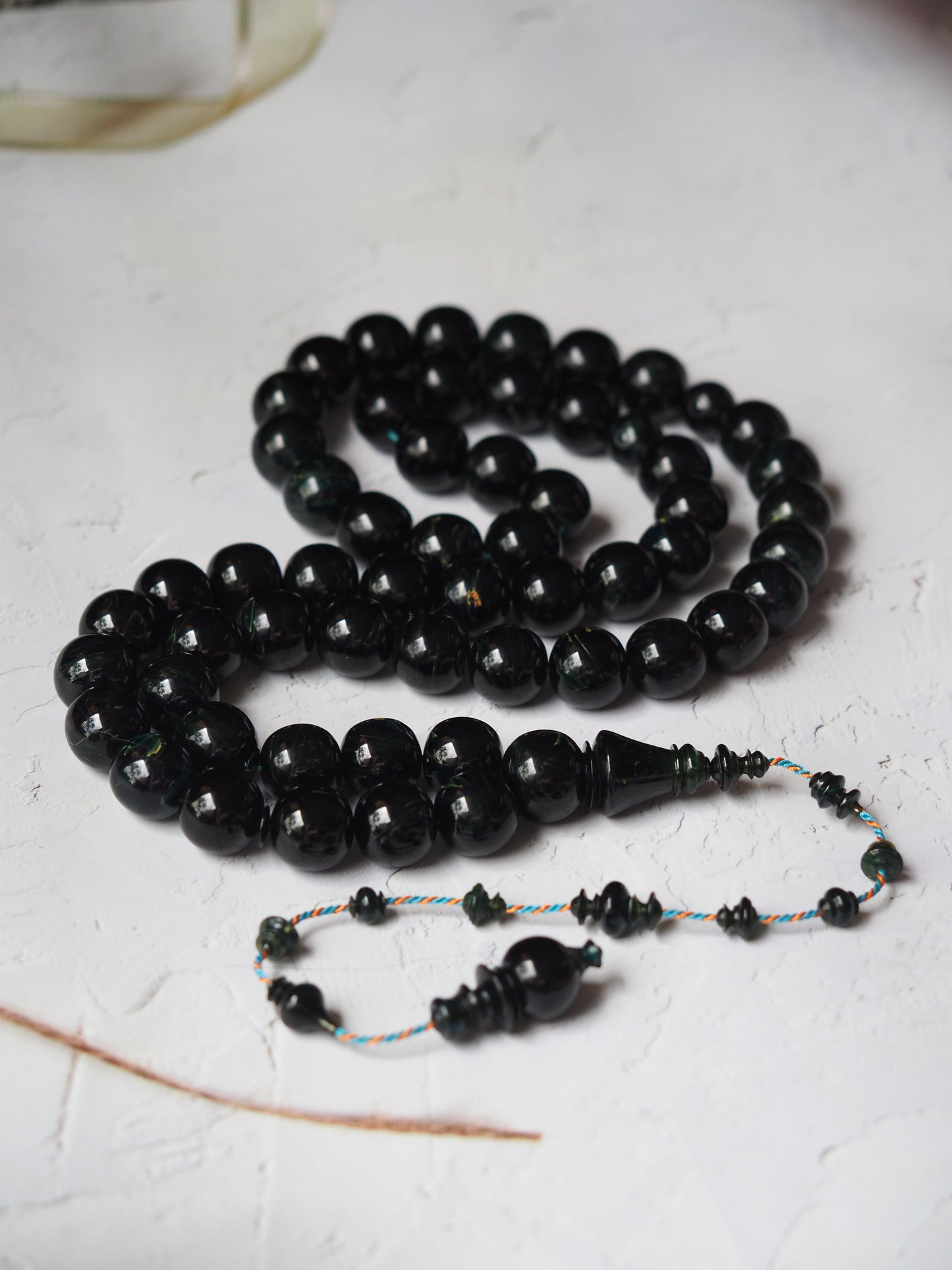 Dark Blue Moon Bakelite Rosary 55 Donut Beads