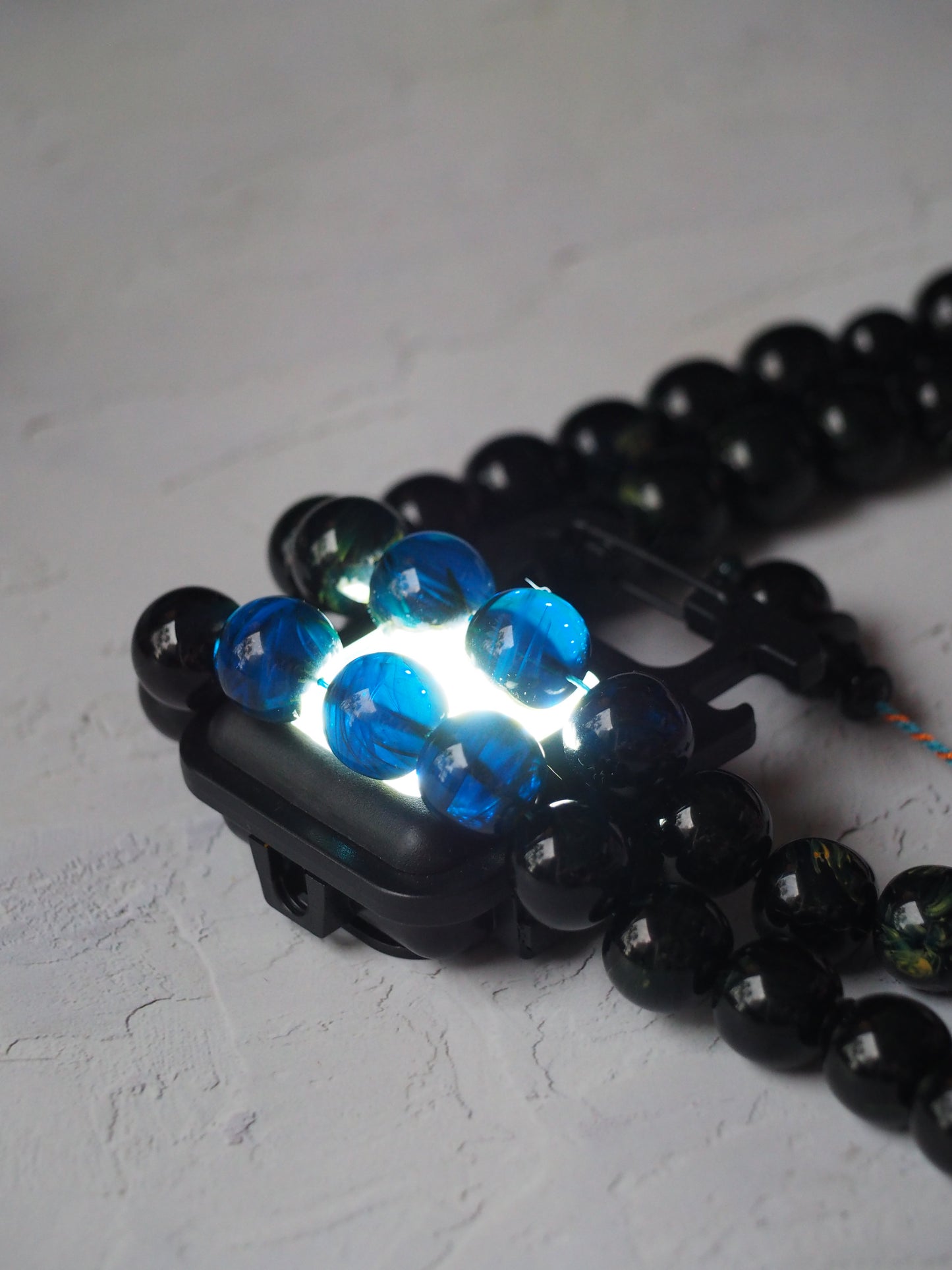 Dark Blue Moon Bakelite Rosary 55 Donut Beads