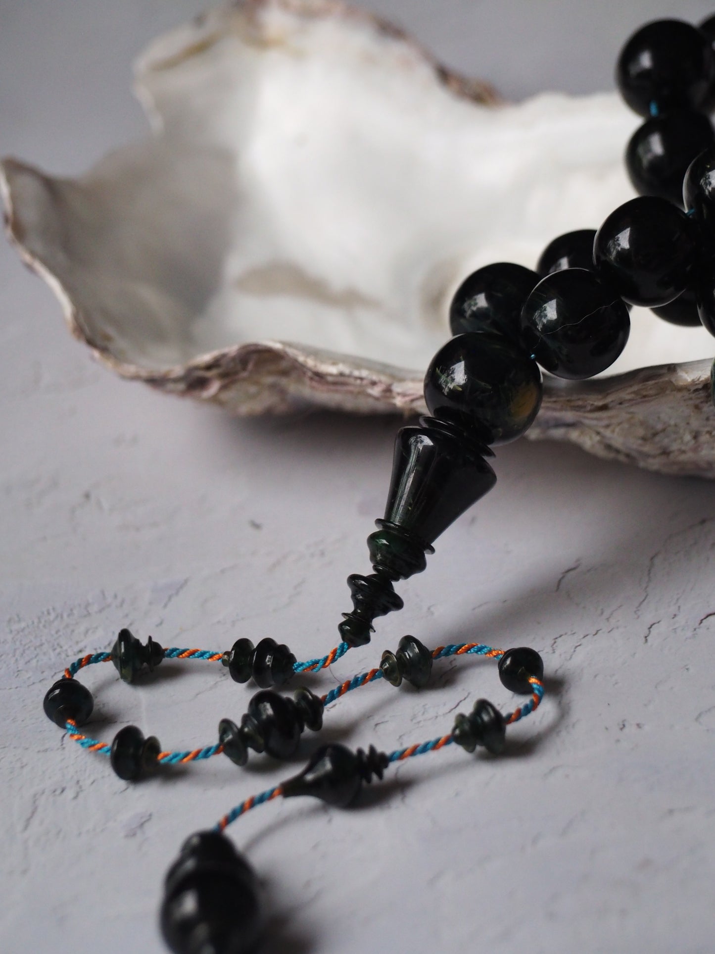 Dark Blue Moon Bakelite Rosary 55 Donut Beads