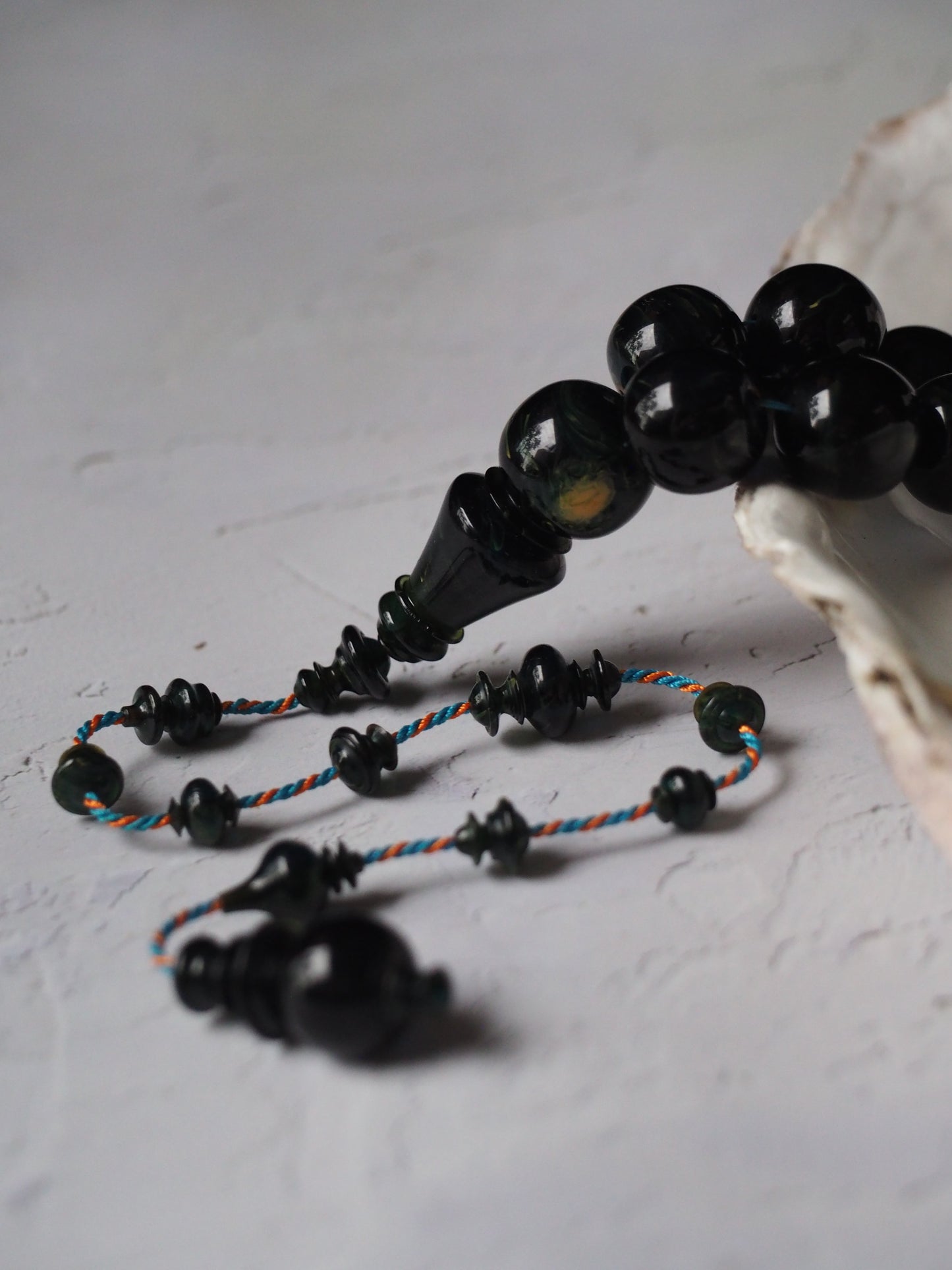 Dark Blue Moon Bakelite Rosary 55 Donut Beads