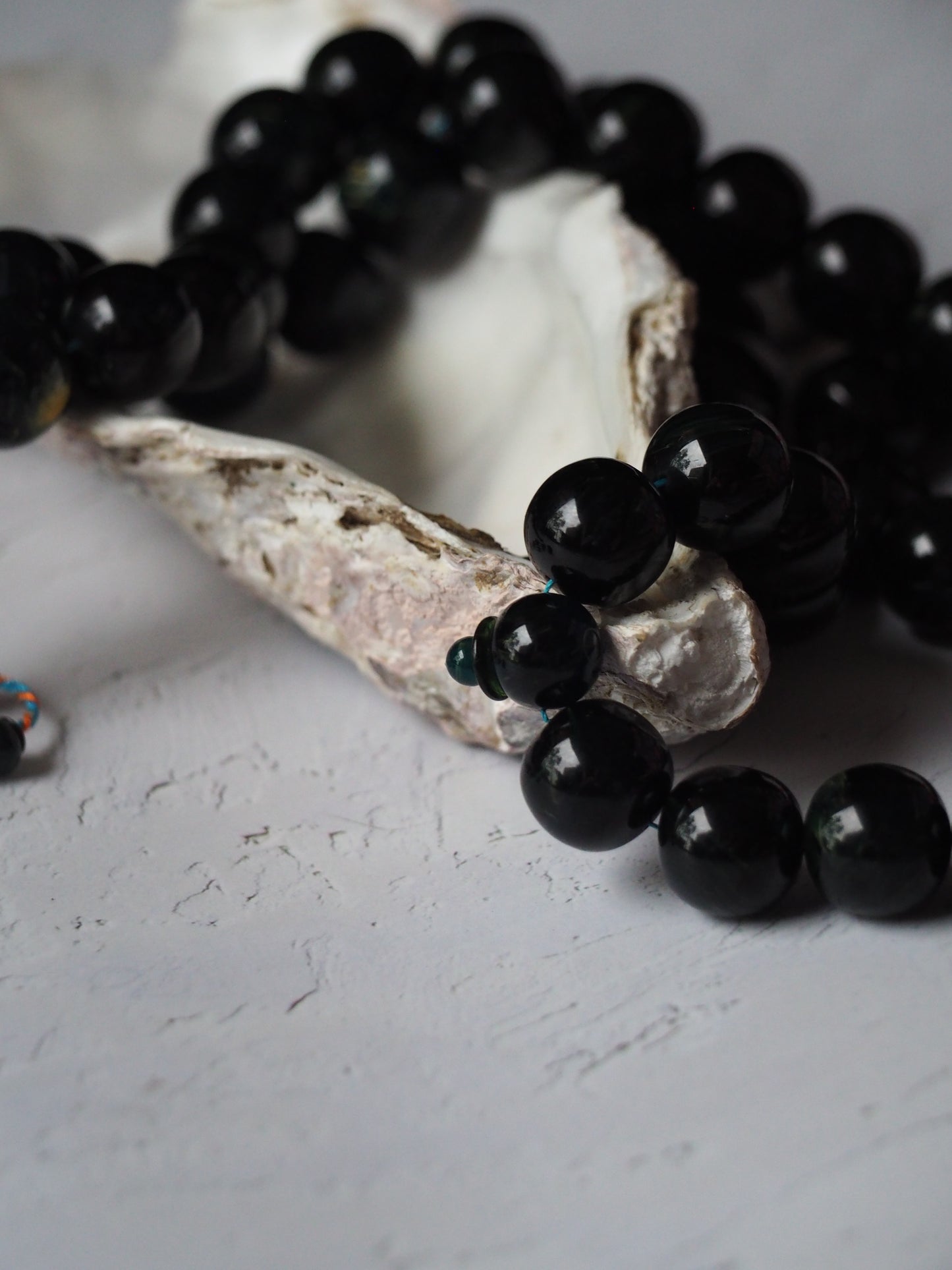 Dark Blue Moon Bakelite Rosary 55 Donut Beads