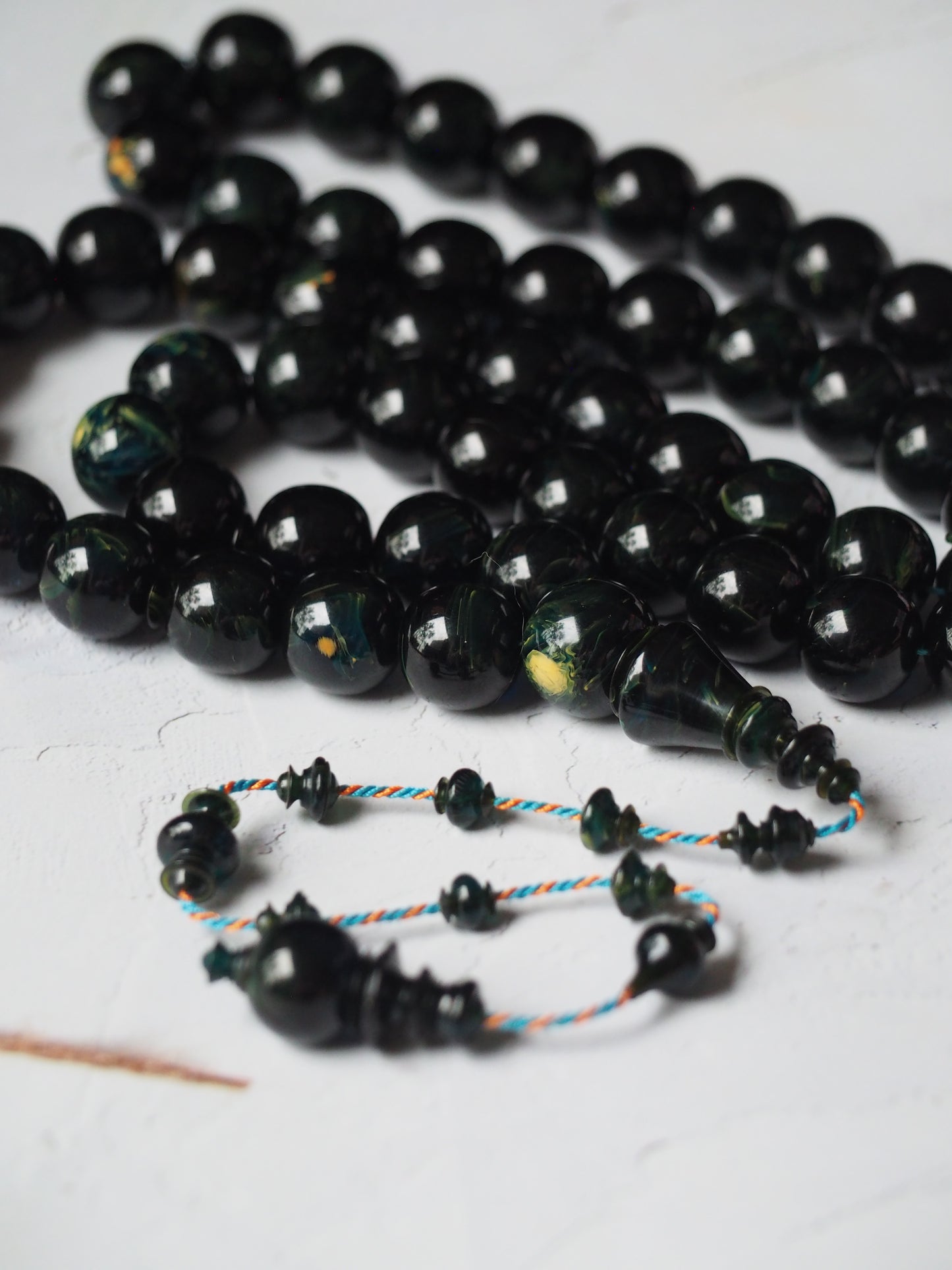 Dark Blue Moon Bakelite Rosary 55 Donut Beads