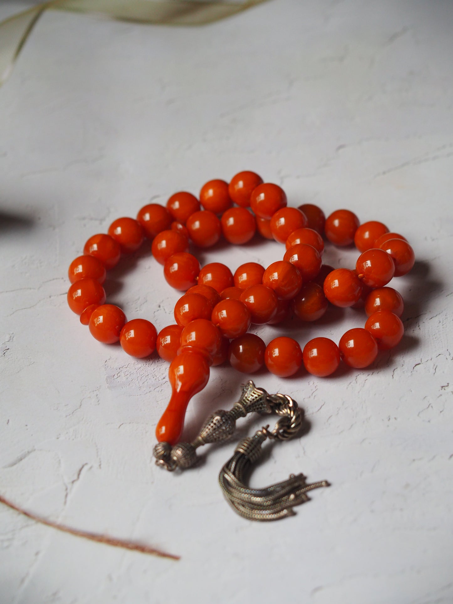 Antique Orange Bakelite Tasbih in Glitter Tone 47 Beads