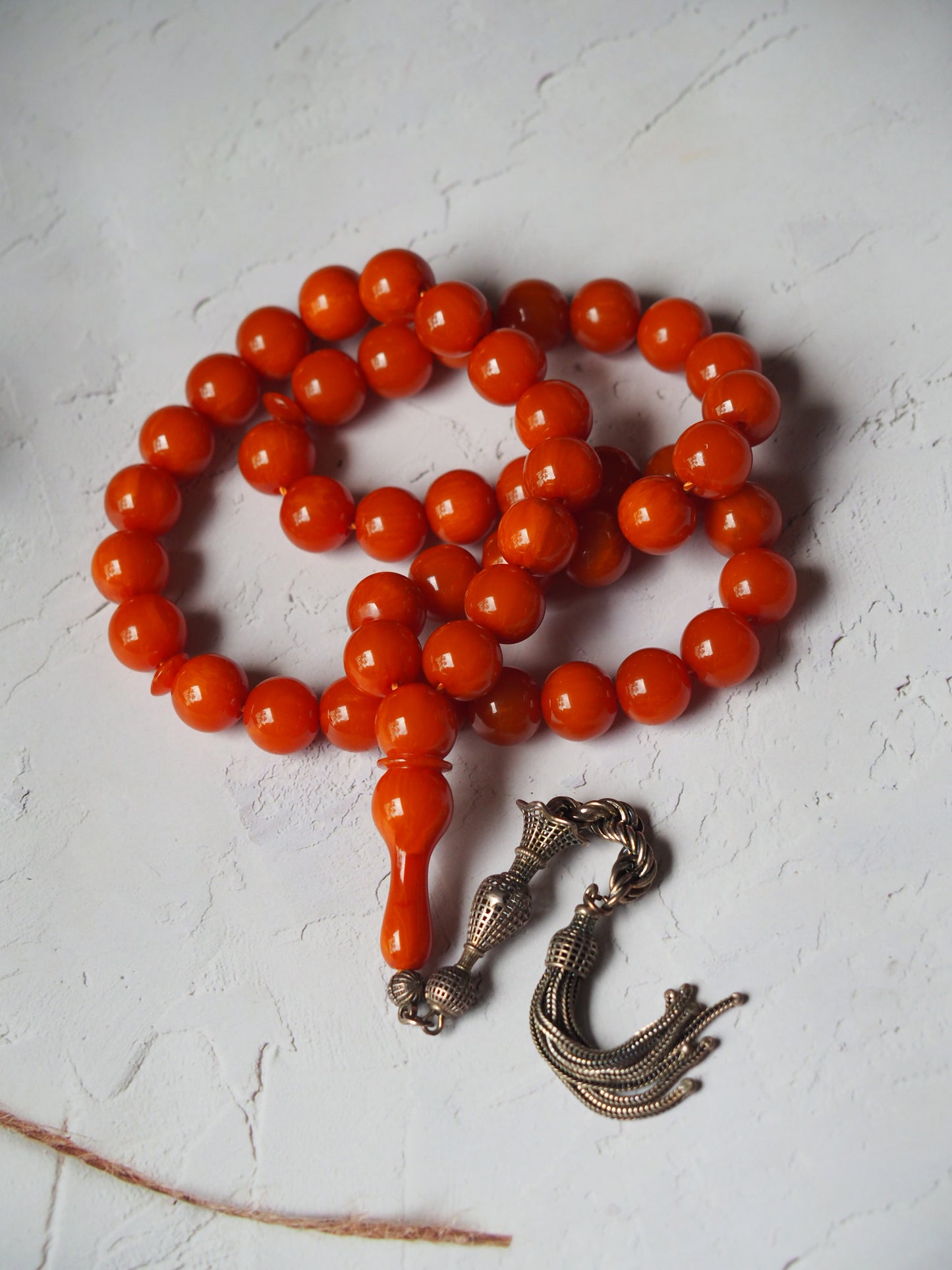 Antique Orange Bakelite Tasbih in Glitter Tone 47 Beads