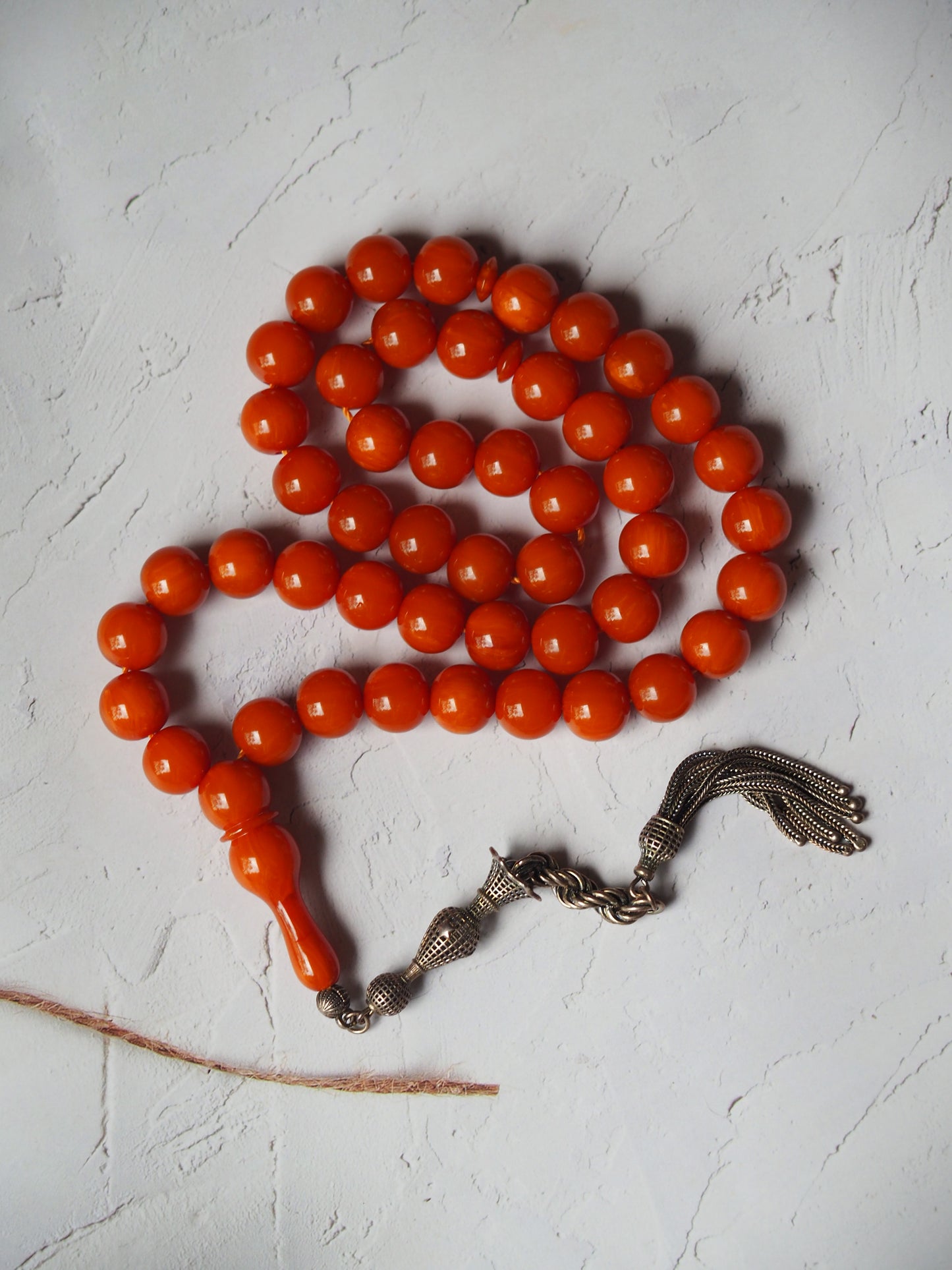 Antique Orange Bakelite Tasbih in Glitter Tone 47 Beads