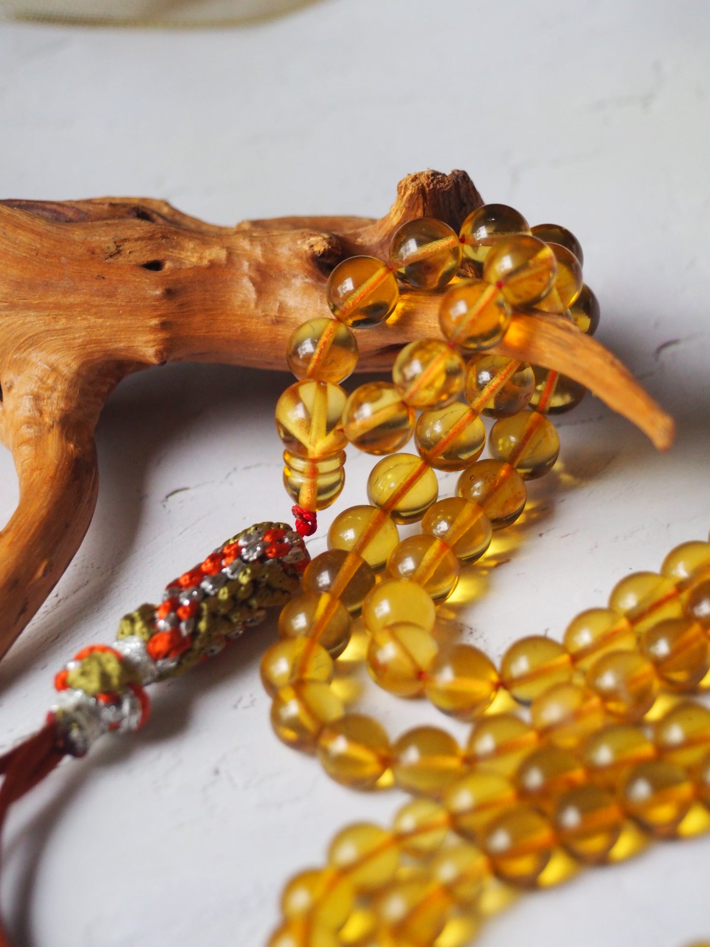 Natural Green Dominican Amber Pocket Size Rosary 99 Beads