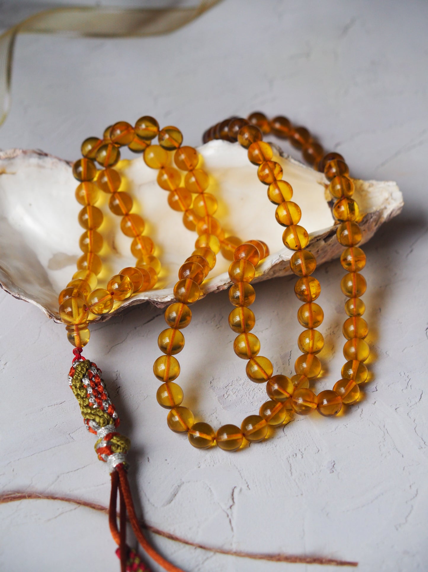 Natural Green Dominican Amber Pocket Size Rosary 99 Beads
