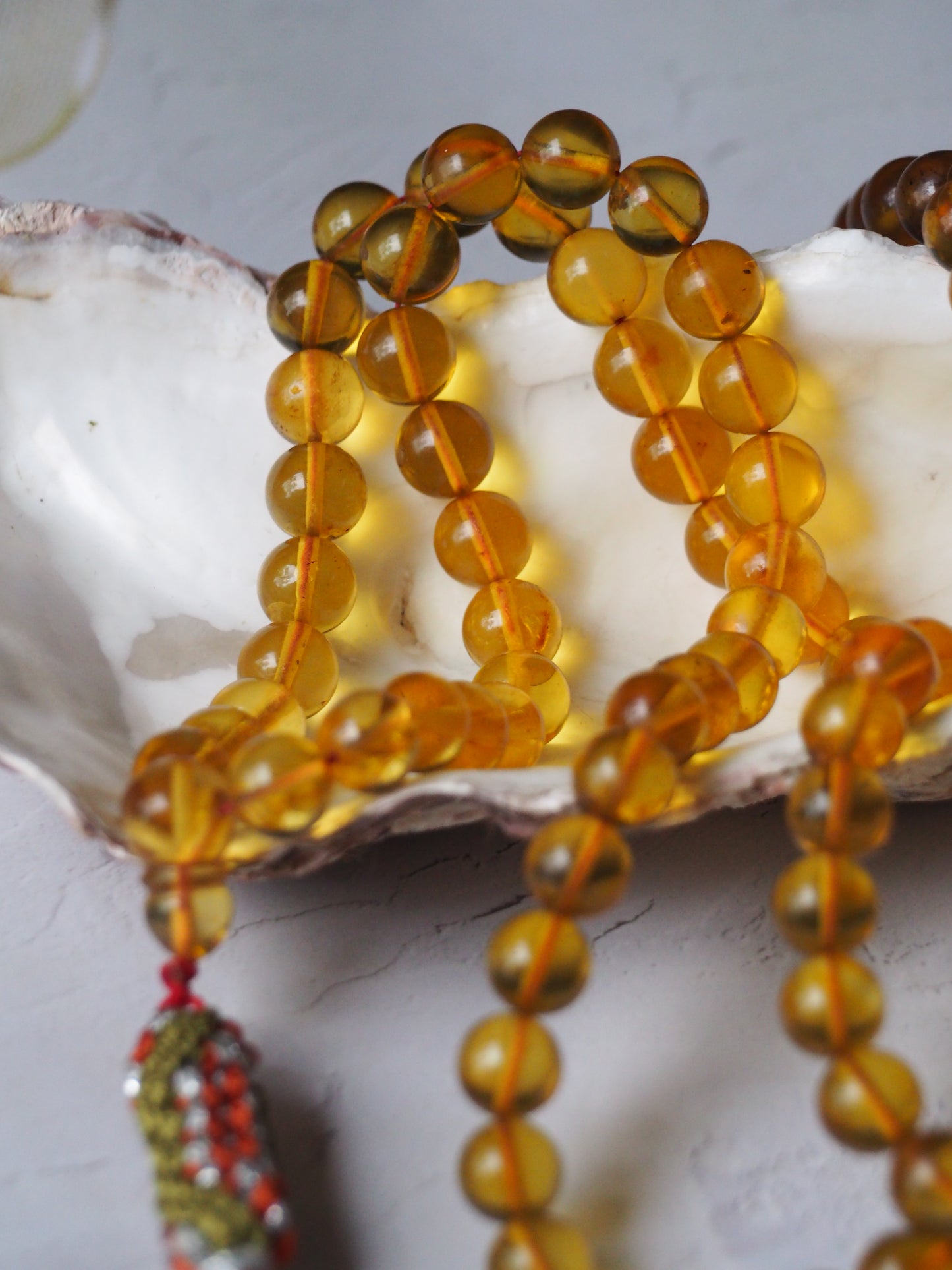 Natural Green Dominican Amber Pocket Size Rosary 99 Beads