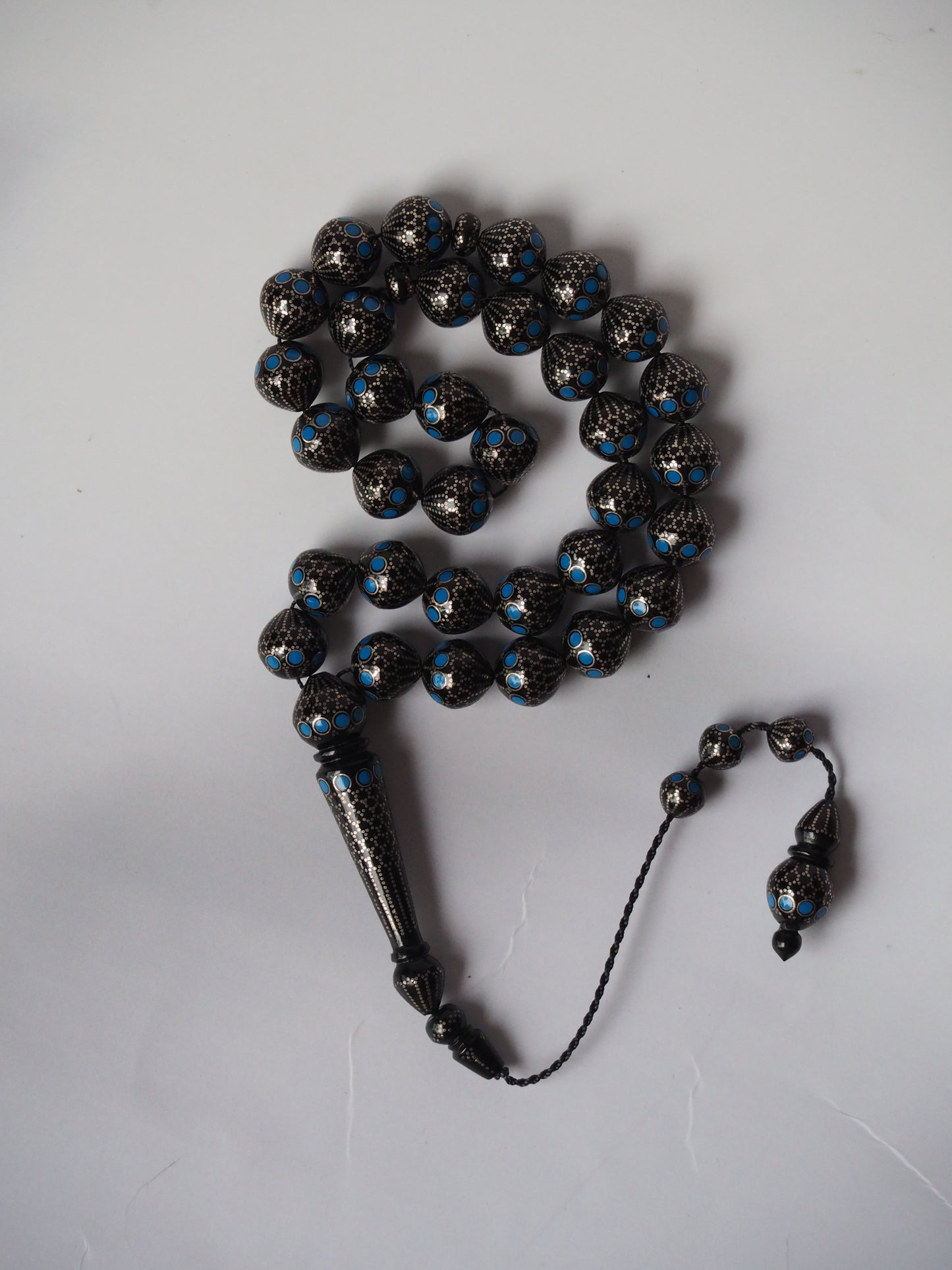 Black Kokka Wood with Silver Engravings Tasbih 33 Beads