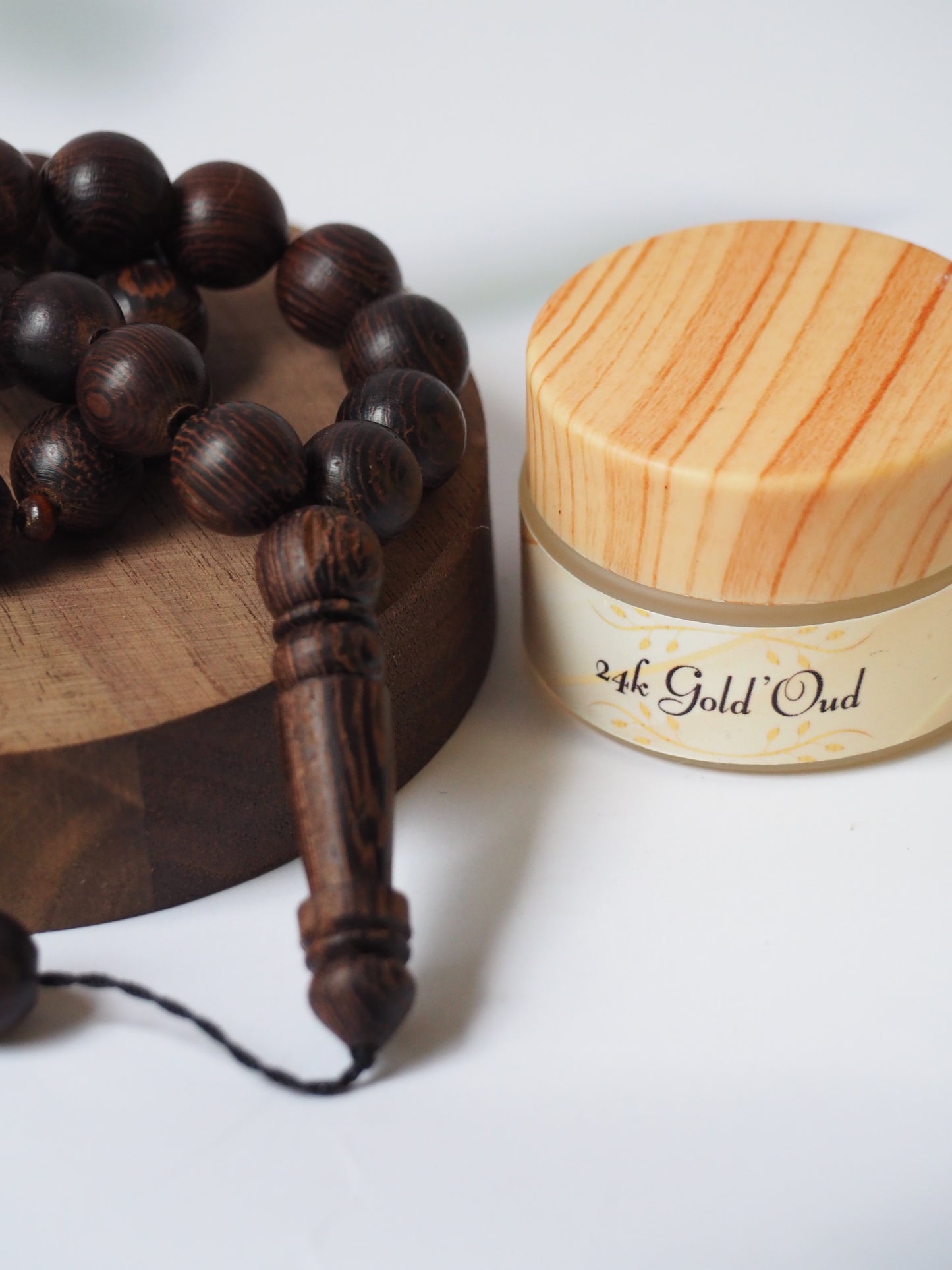 Indonesian Dark Wood Scented Rosary + Handmade Solid Perfume