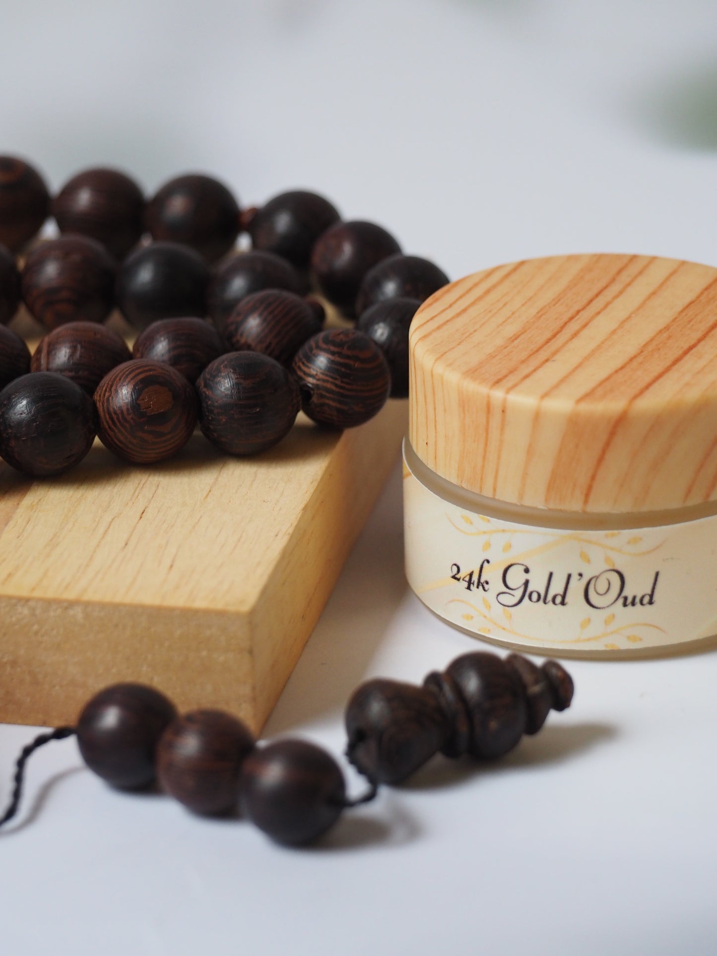Indonesian Dark Wood Scented Rosary + Handmade Solid Perfume