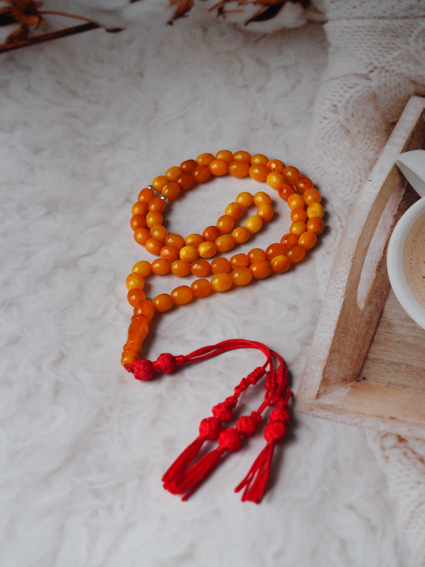 Natural Antique Olive Shape Amber Rosary 66 Beads