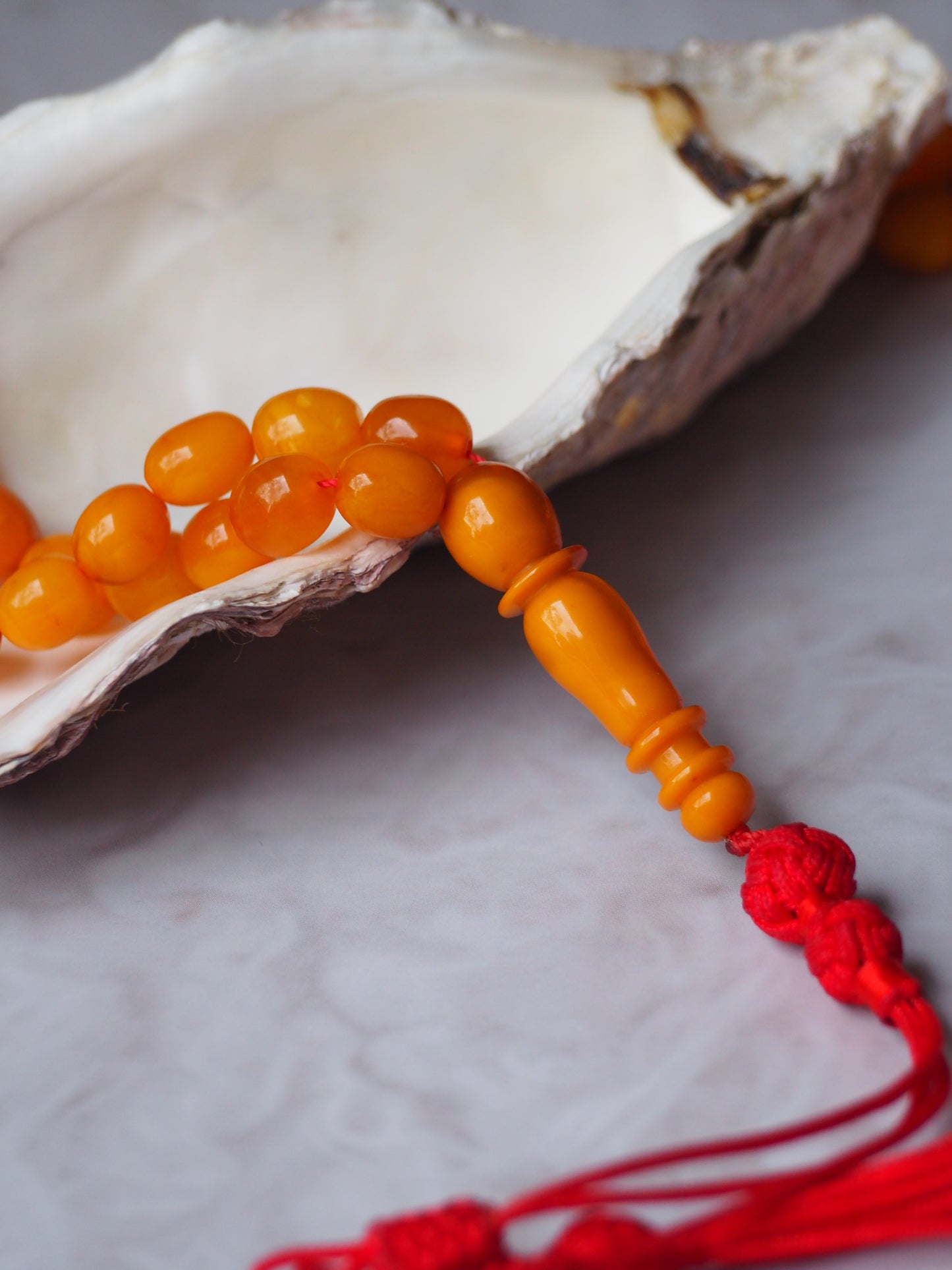 Natural Antique Olive Shape Amber Rosary 66 Beads