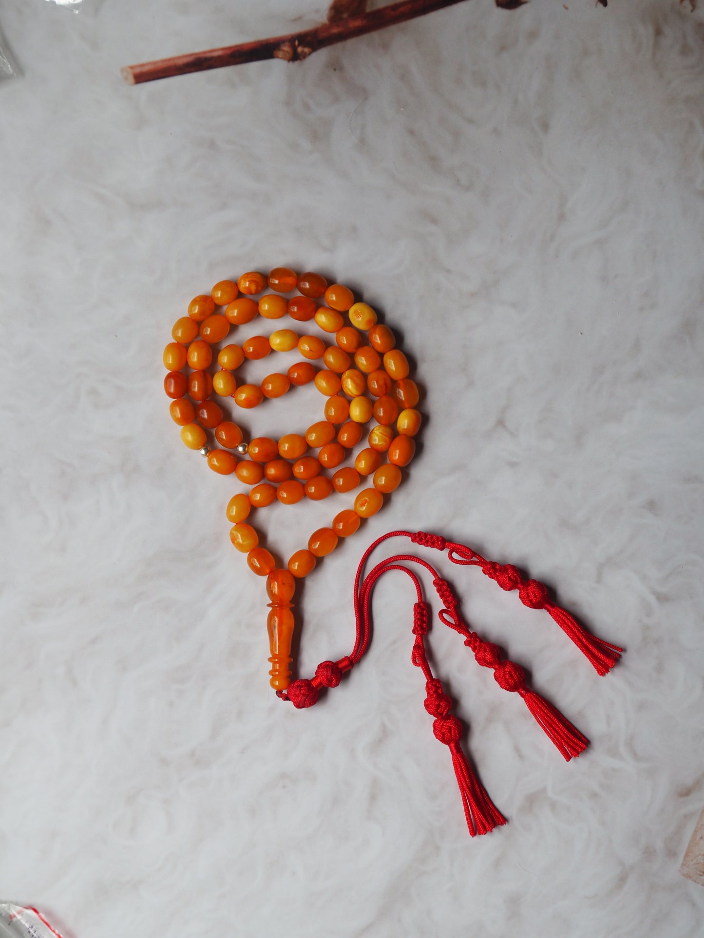 Natural Antique Olive Shape Amber Rosary 66 Beads