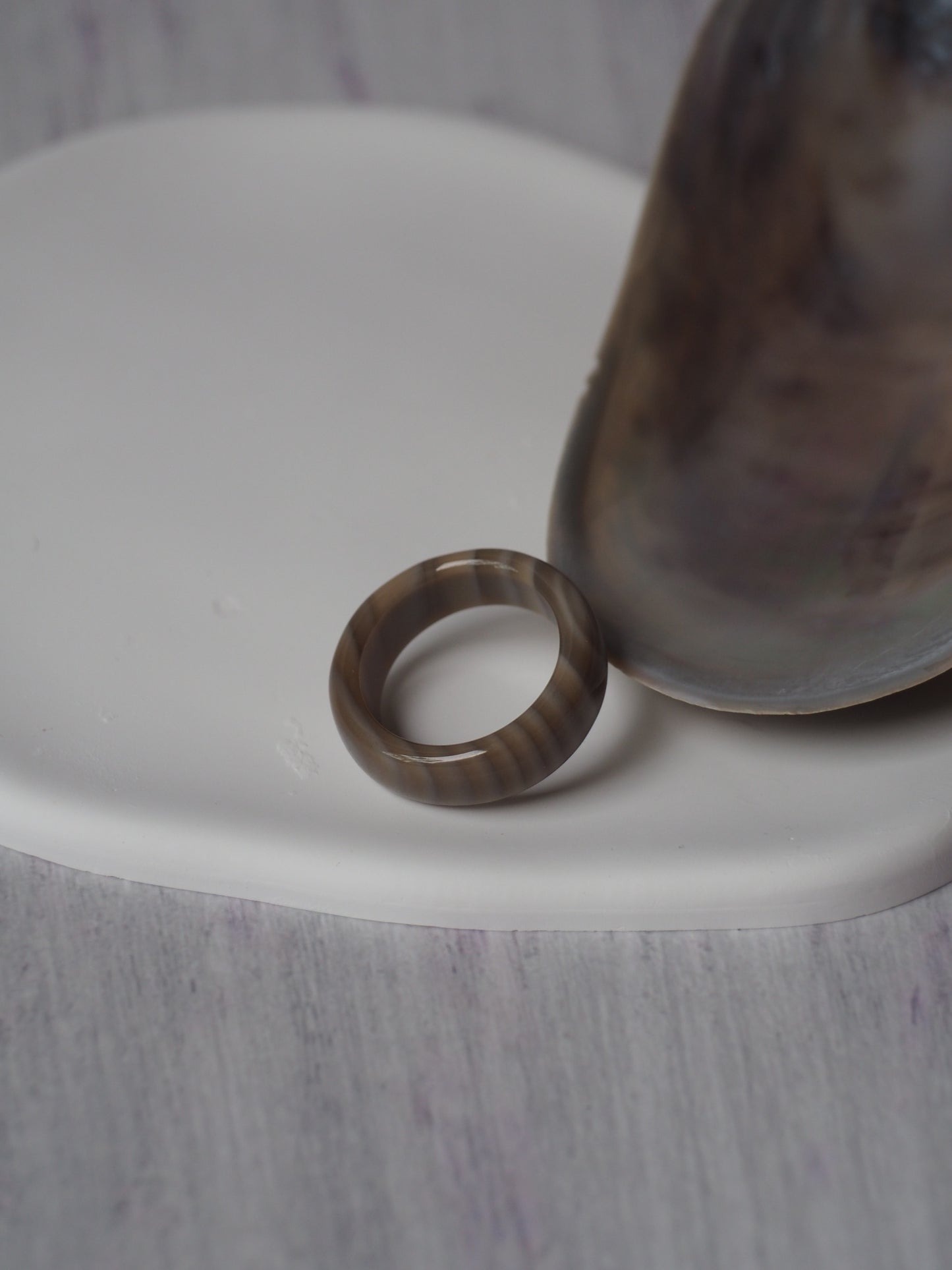 Unique Natural Striped Flint Ring