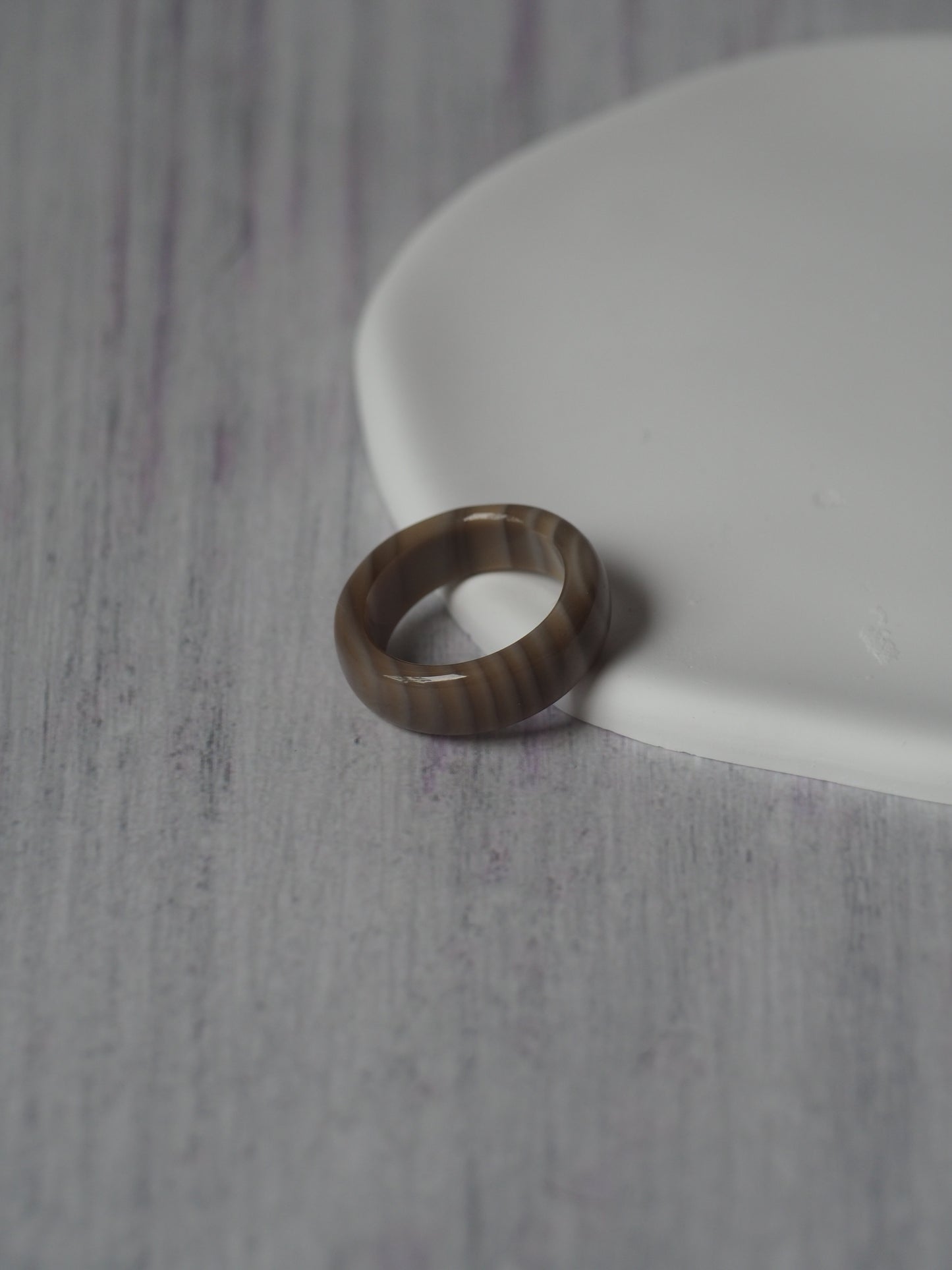 Unique Natural Striped Flint Ring