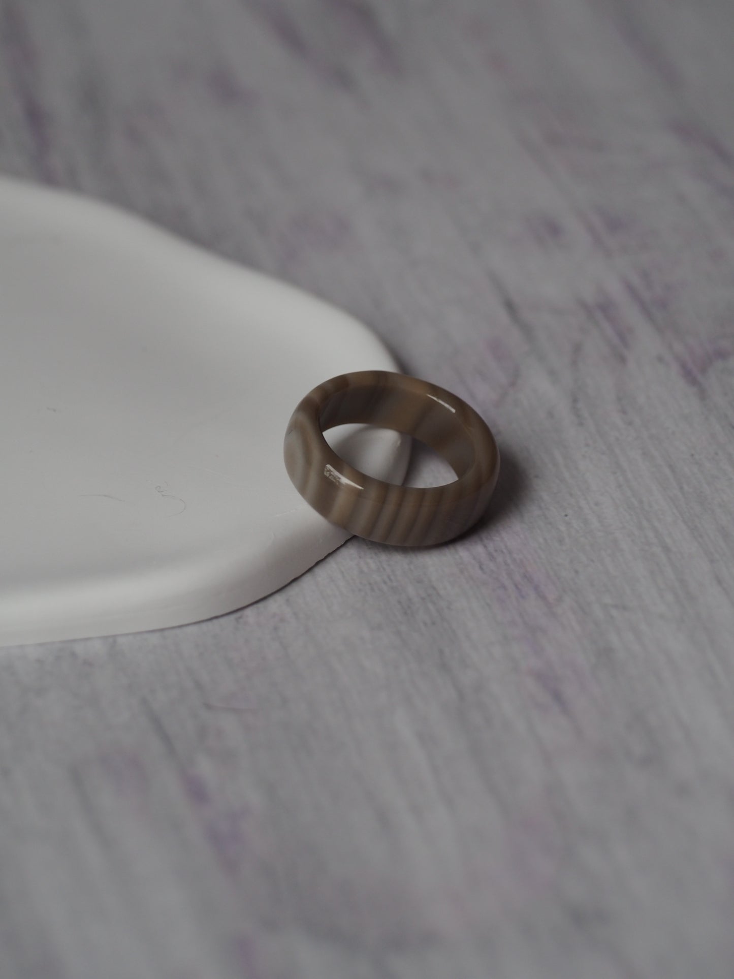 Unique Natural Striped Flint Ring