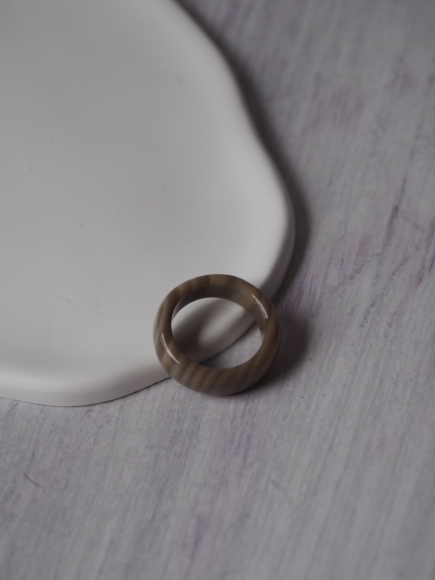 Unique Natural Striped Flint Ring