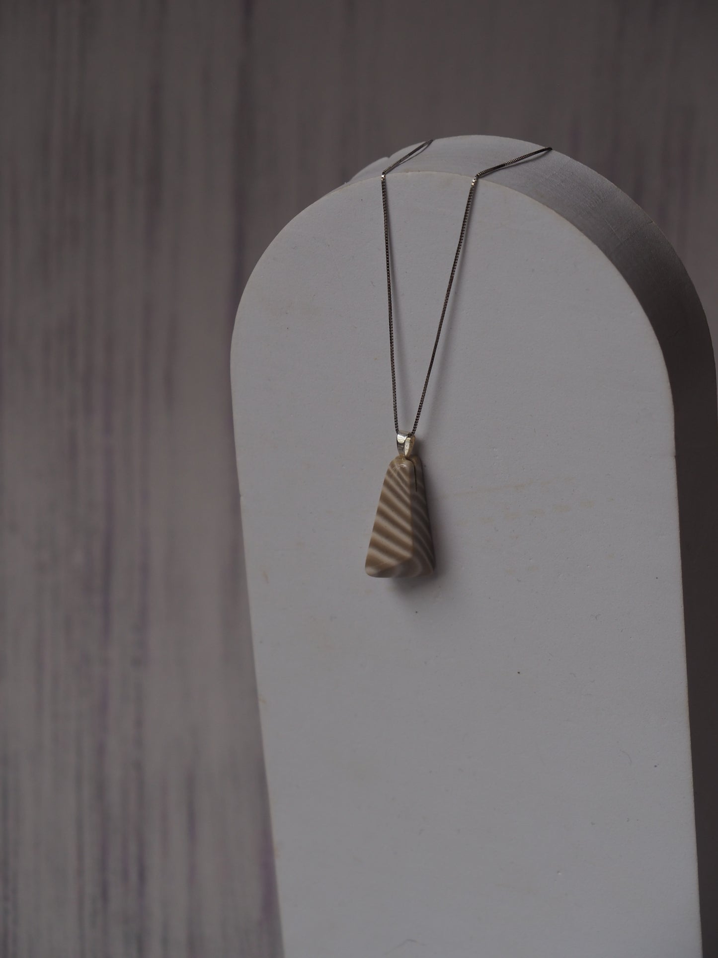 Natural Striped Flint Pendant with Silver Hook