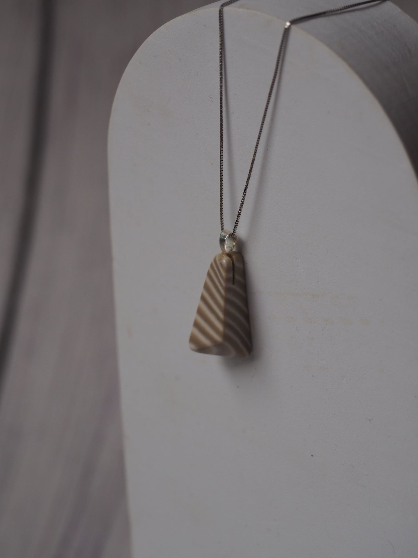 Natural Striped Flint Pendant with Silver Hook