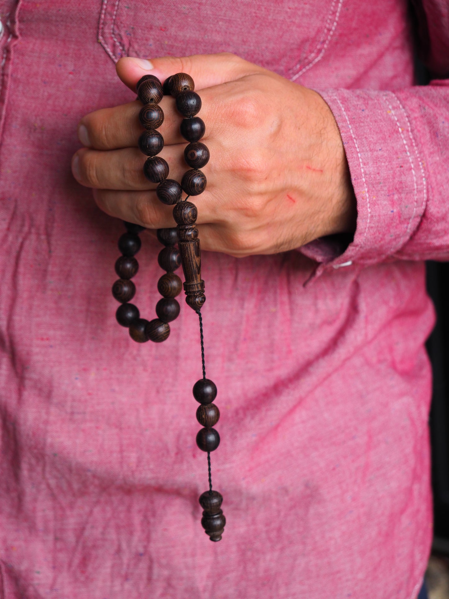 Indonesian Dark Wood Scented Rosary + Handmade Solid Perfume