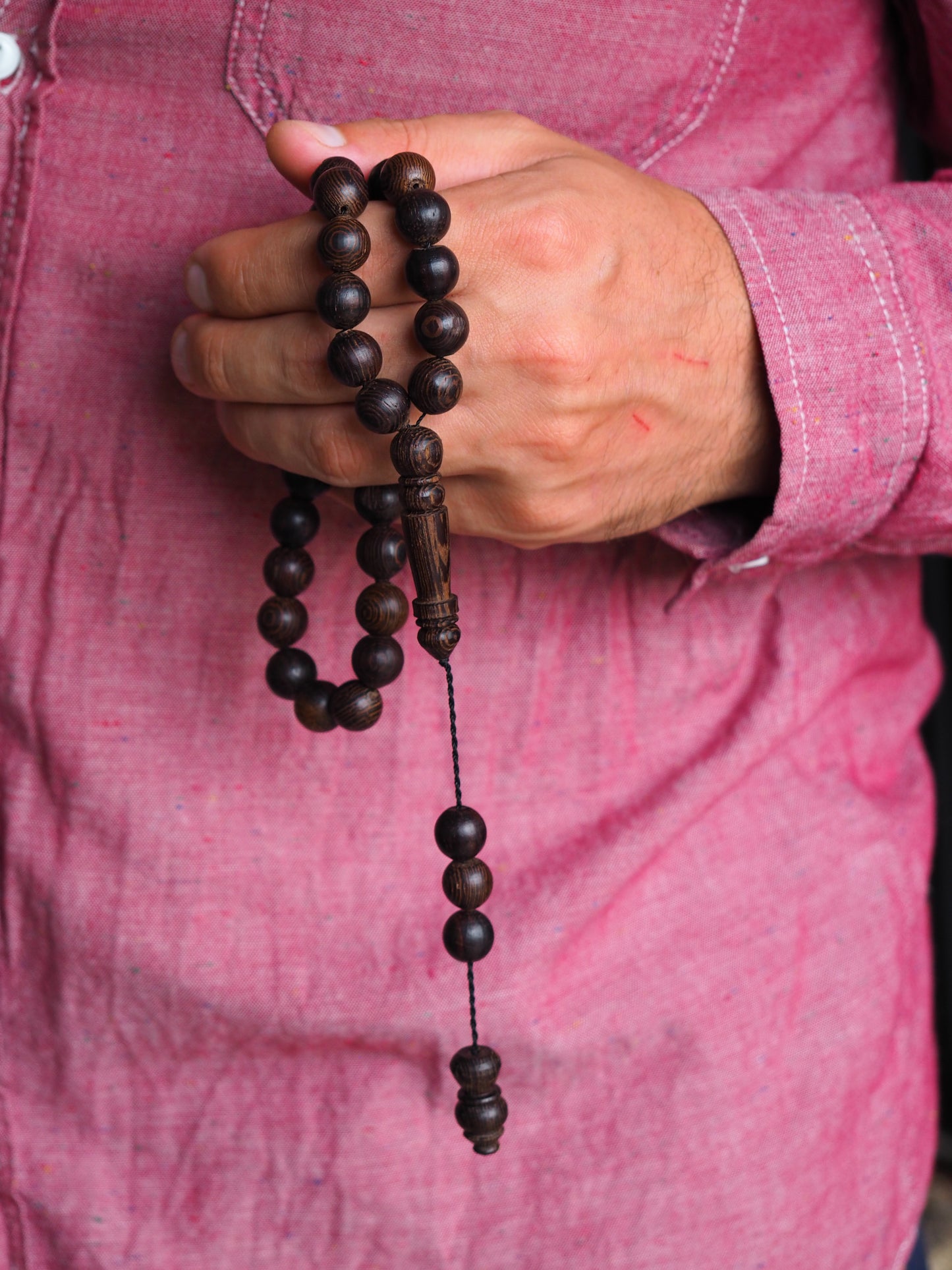 Indonesian Dark Wood Scented Rosary + Handmade Solid Perfume