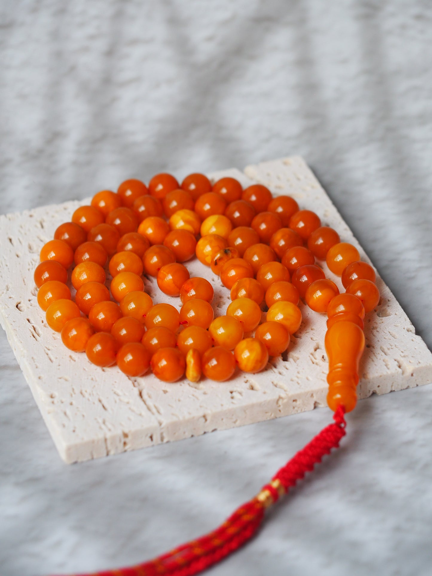 Antique Aged "Old German" Amber Misbah 66 Beads
