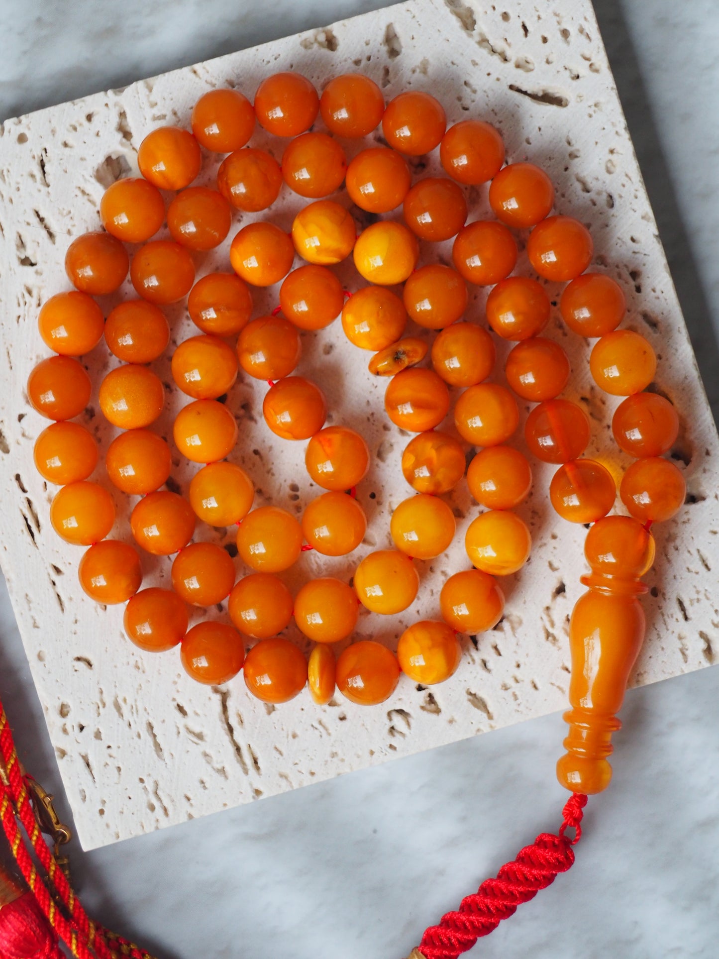 Antique Aged "Old German" Amber Misbah 66 Beads