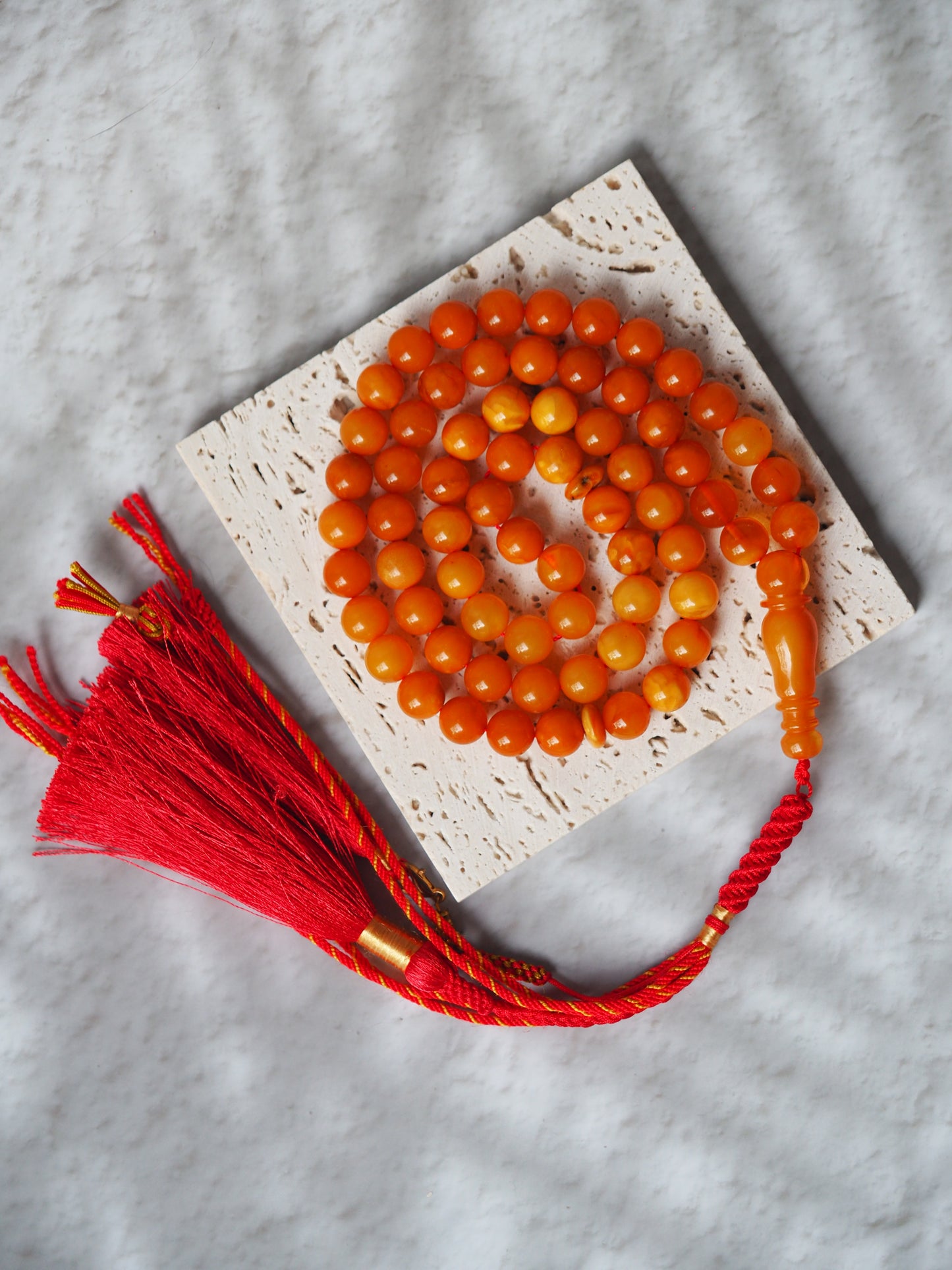 Antique Aged "Old German" Amber Misbah 66 Beads