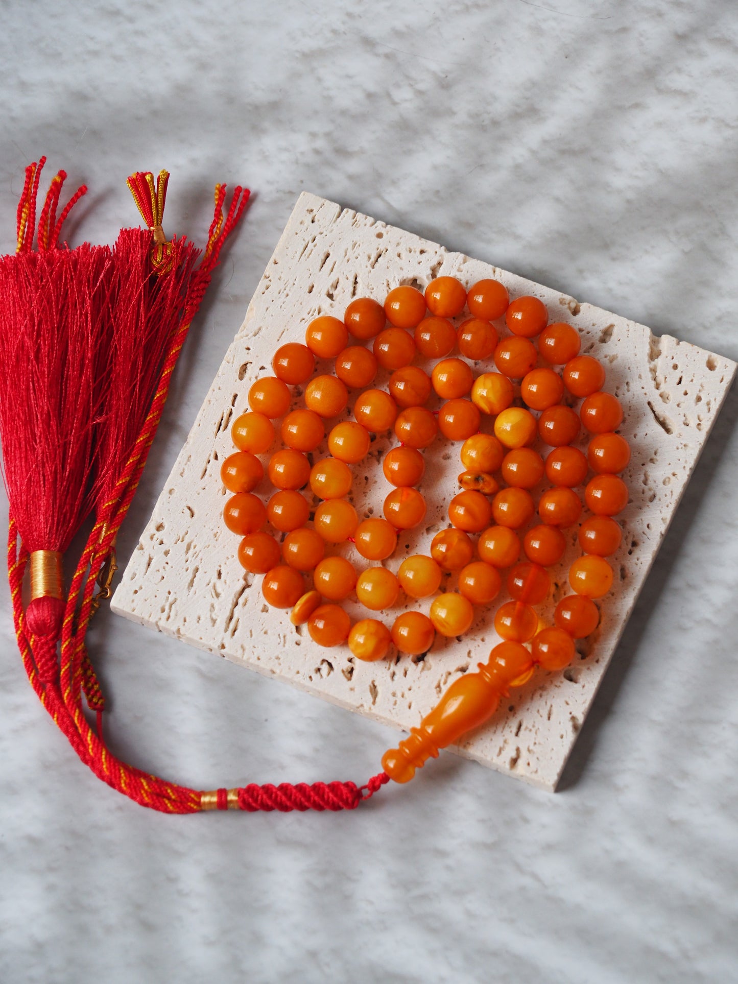 Antique Aged "Old German" Amber Misbah 66 Beads